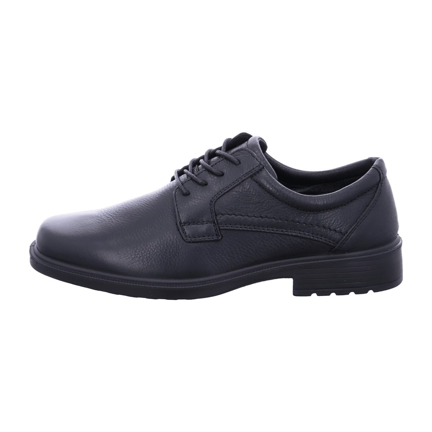 ARA Men's Leather Boat Shoes, Round Toe Lace-Up Derbies in Black