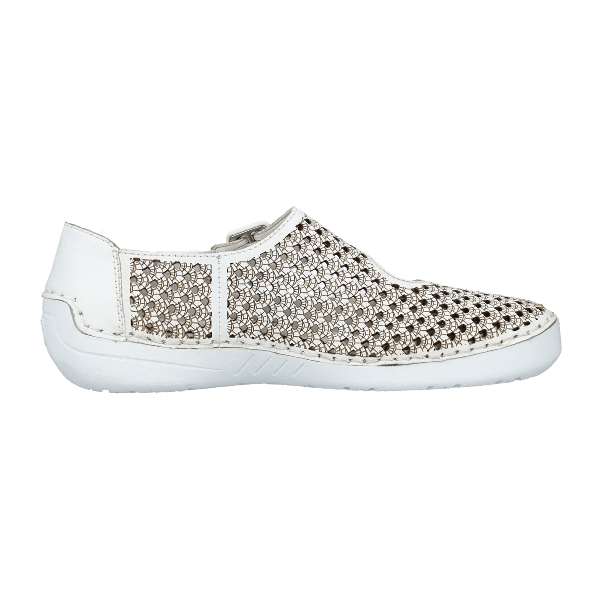 Rieker Women's White Slip-On Shoes with Comfort Sole and Elastic Insert