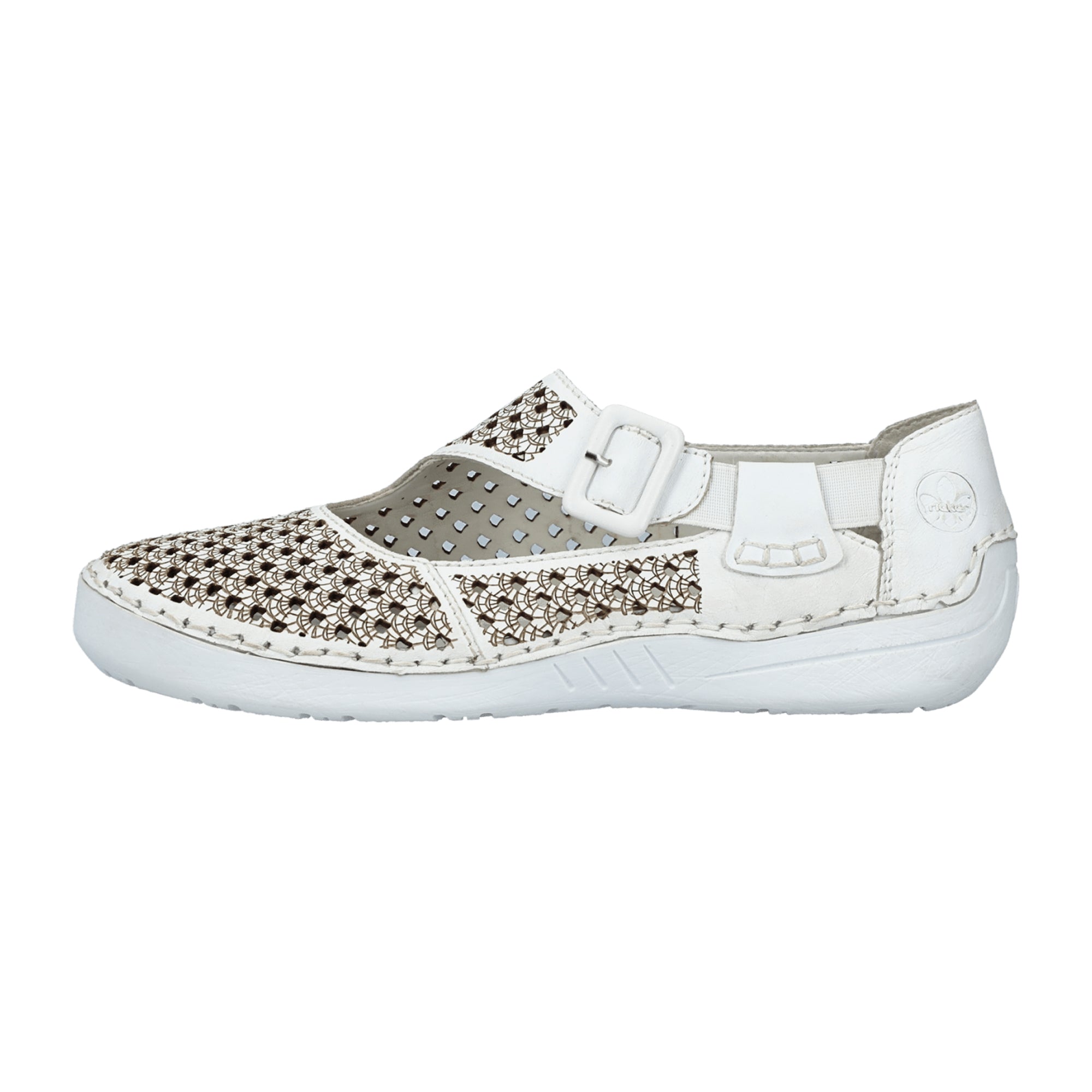 Rieker Women's White Slip-On Shoes with Comfort Sole and Elastic Insert - Bartel-Shop