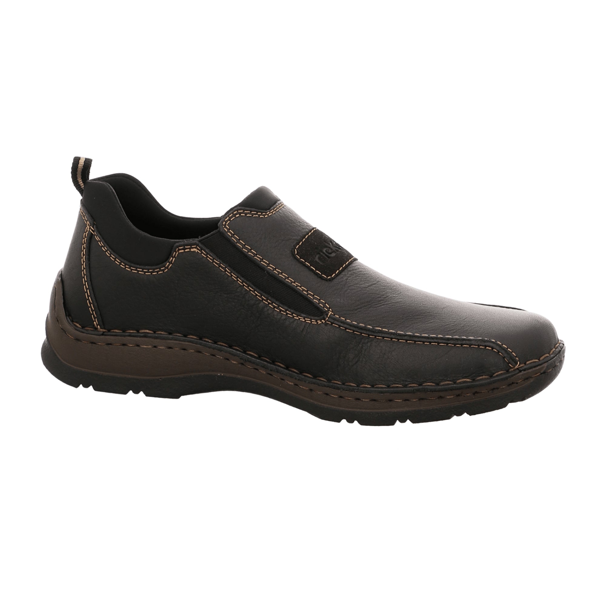 Rieker Men's Black Slip-On Shoes Comfortable Wide Fit Synthetic Leather