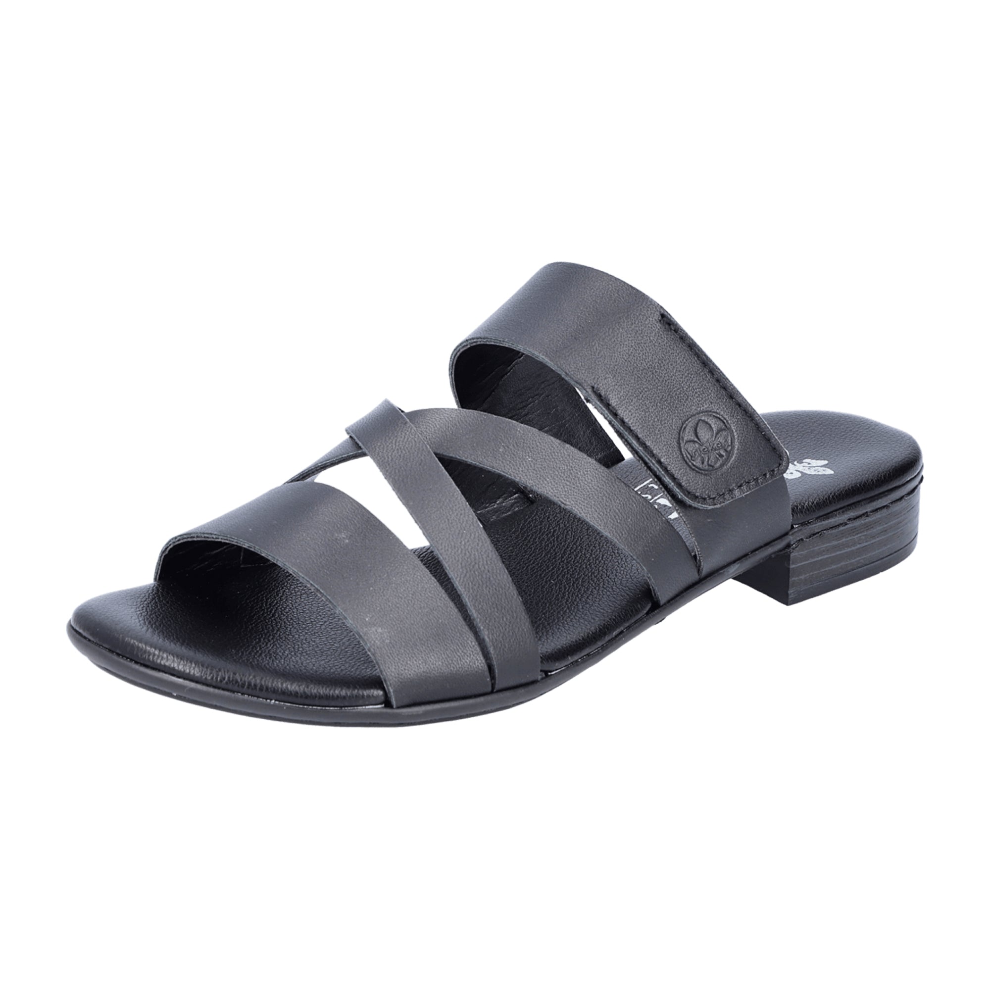 Rieker Women's Black Sandals 60255-00 Block Heel Open Toe Comfortable Shoes
