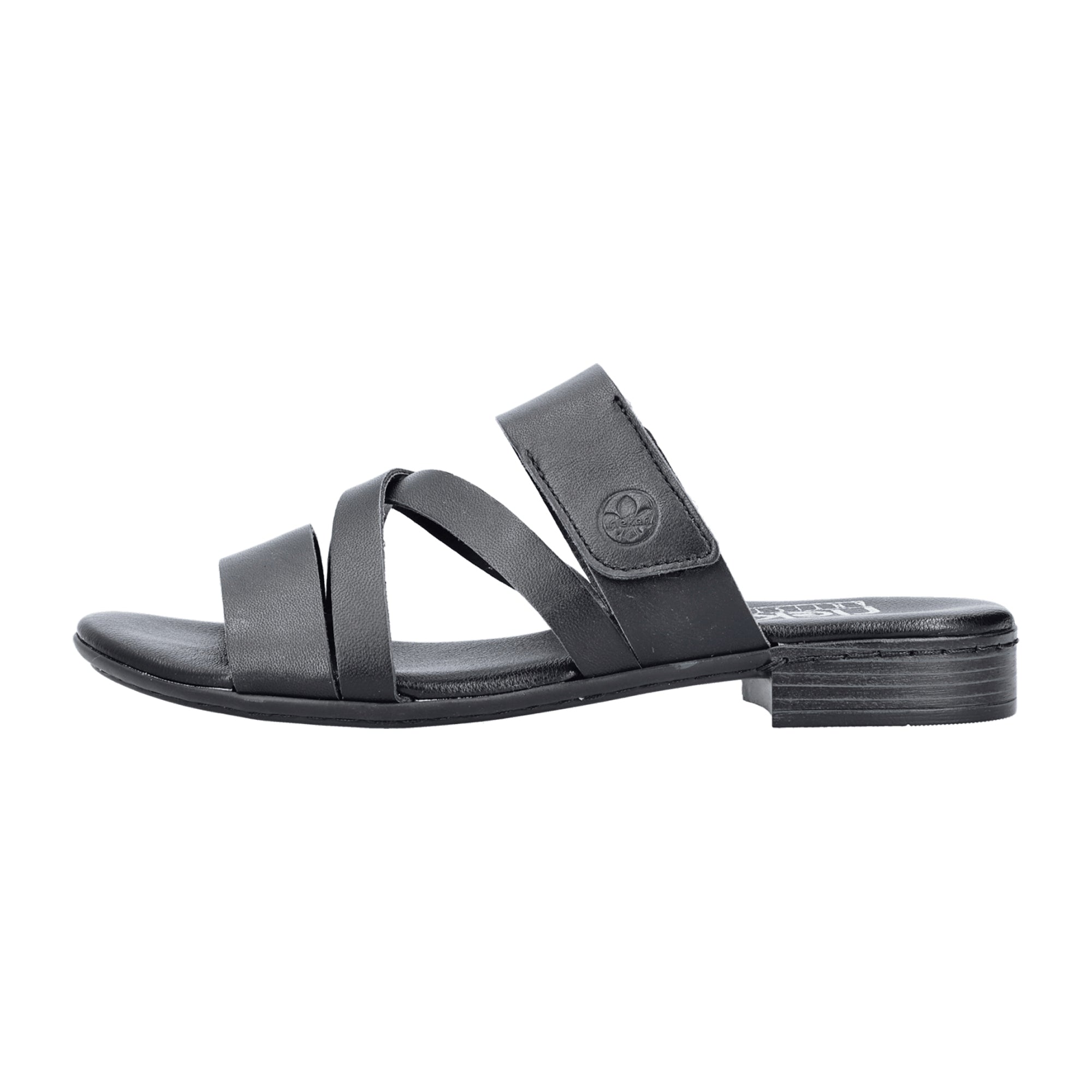 Rieker Women's Black Sandals 60255-00 Block Heel Open Toe Comfortable Shoes