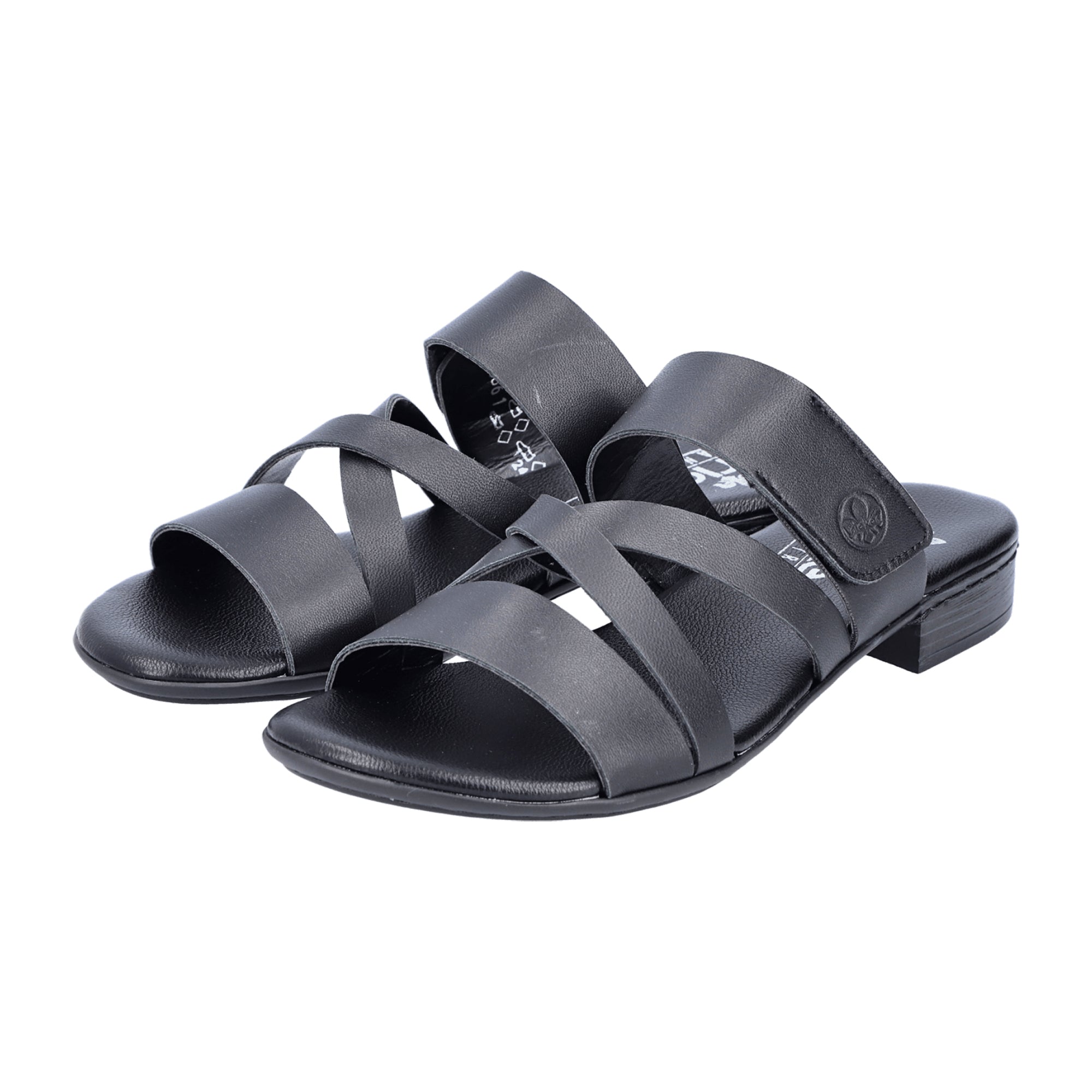 Rieker Women's Black Sandals 60255-00 Block Heel Open Toe Comfortable Shoes
