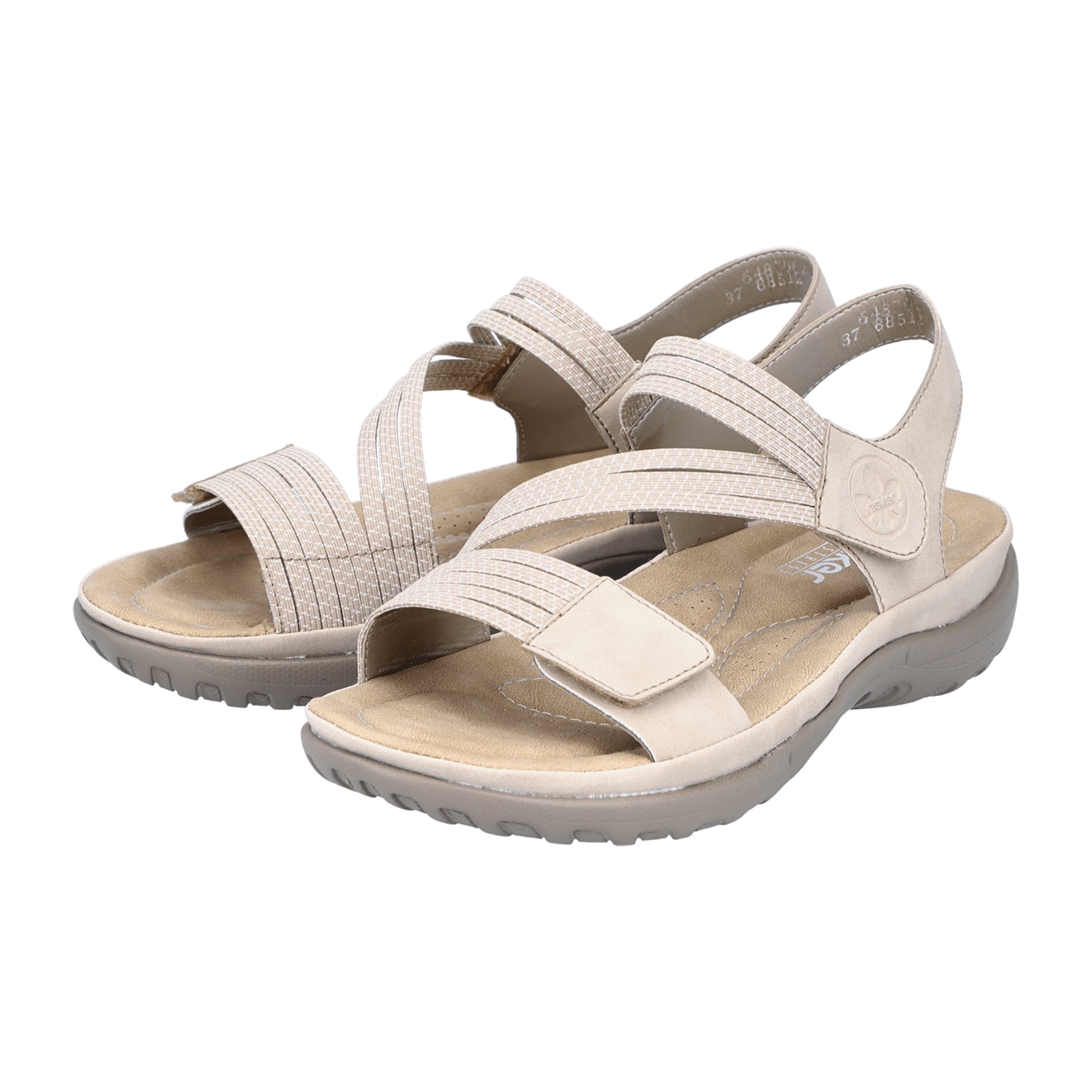 Rieker Morelia Women's Beige Sandals with Velcro Closure for Spring Summer - Bartel-Shop