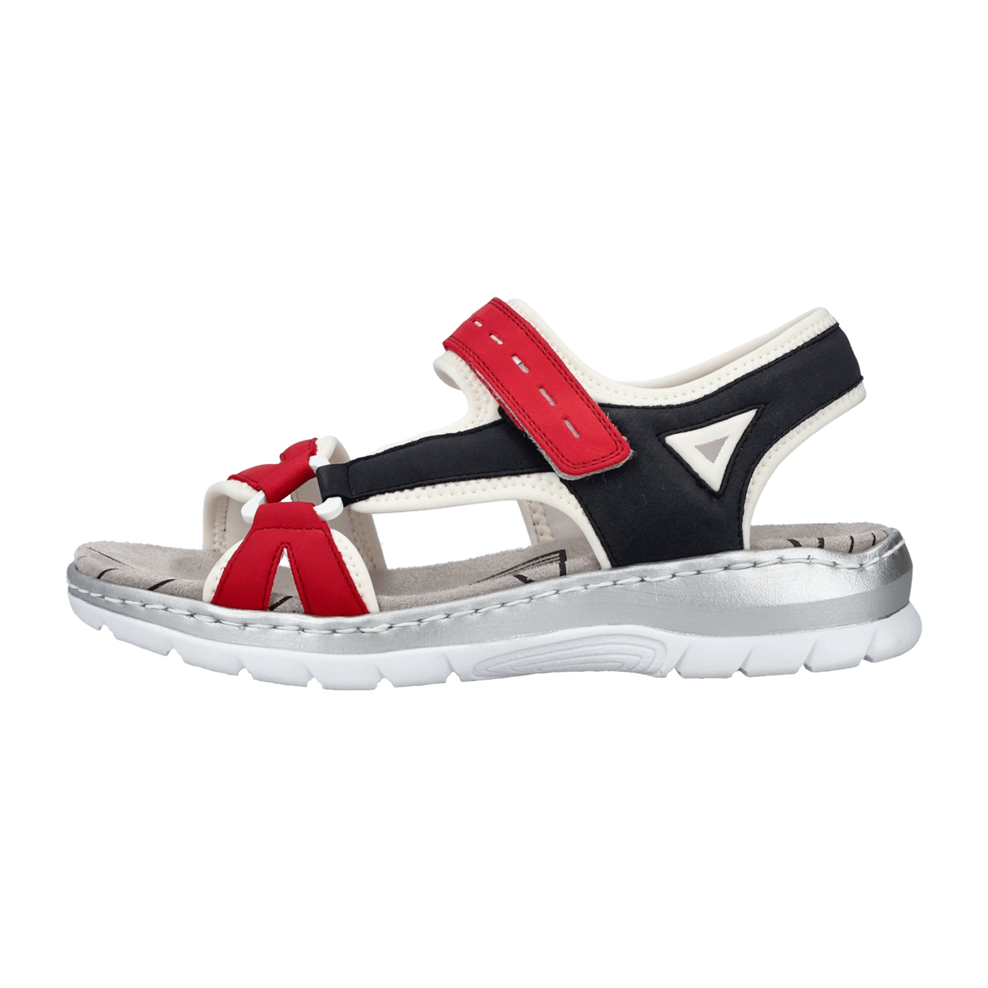 Rieker Red Women's Trekking Sandals with Wedge Heel and Velcro Closure - Bartel-Shop