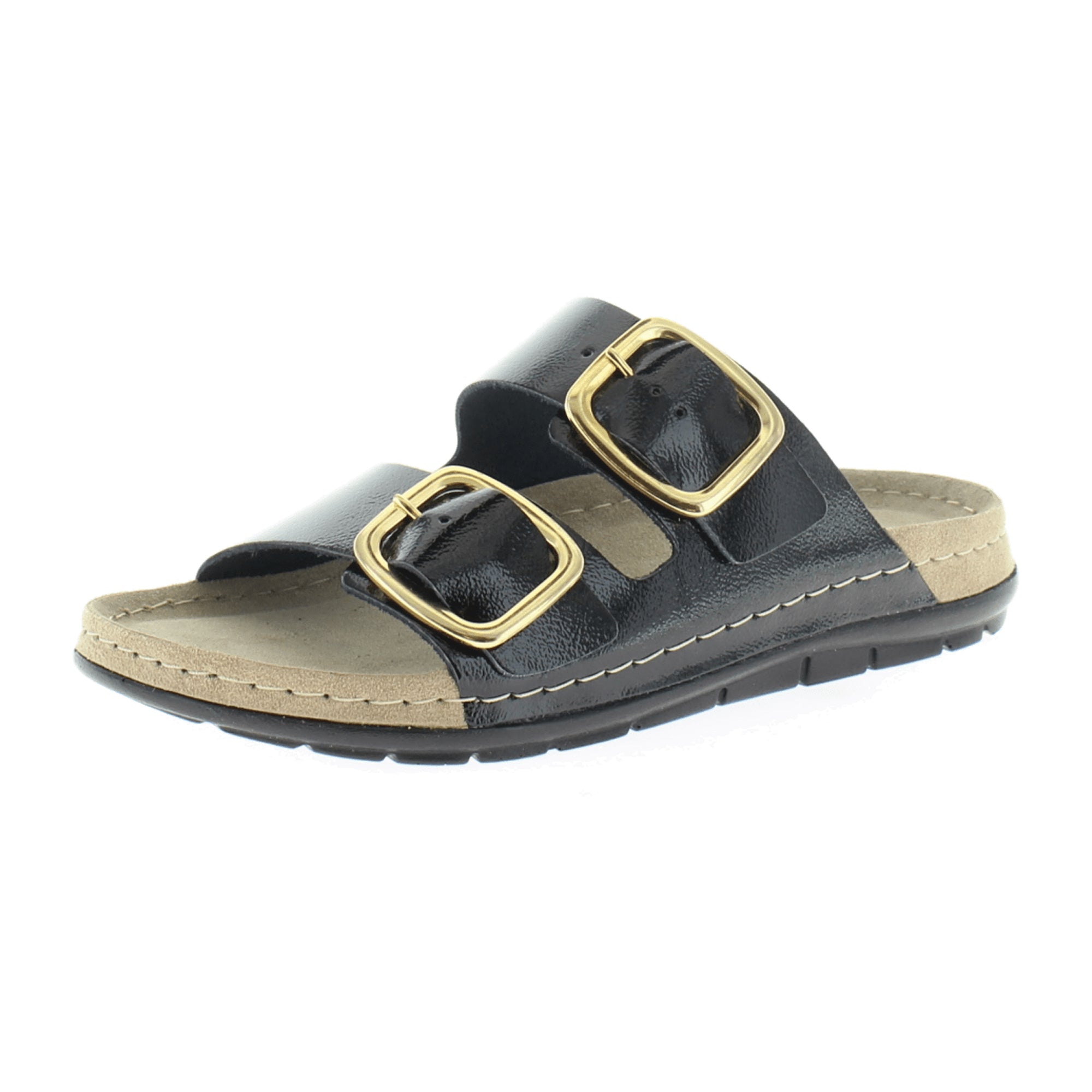 Rohde Black Leather Women's Classic Sandals with Adjustable Buckles and Soft Footbed