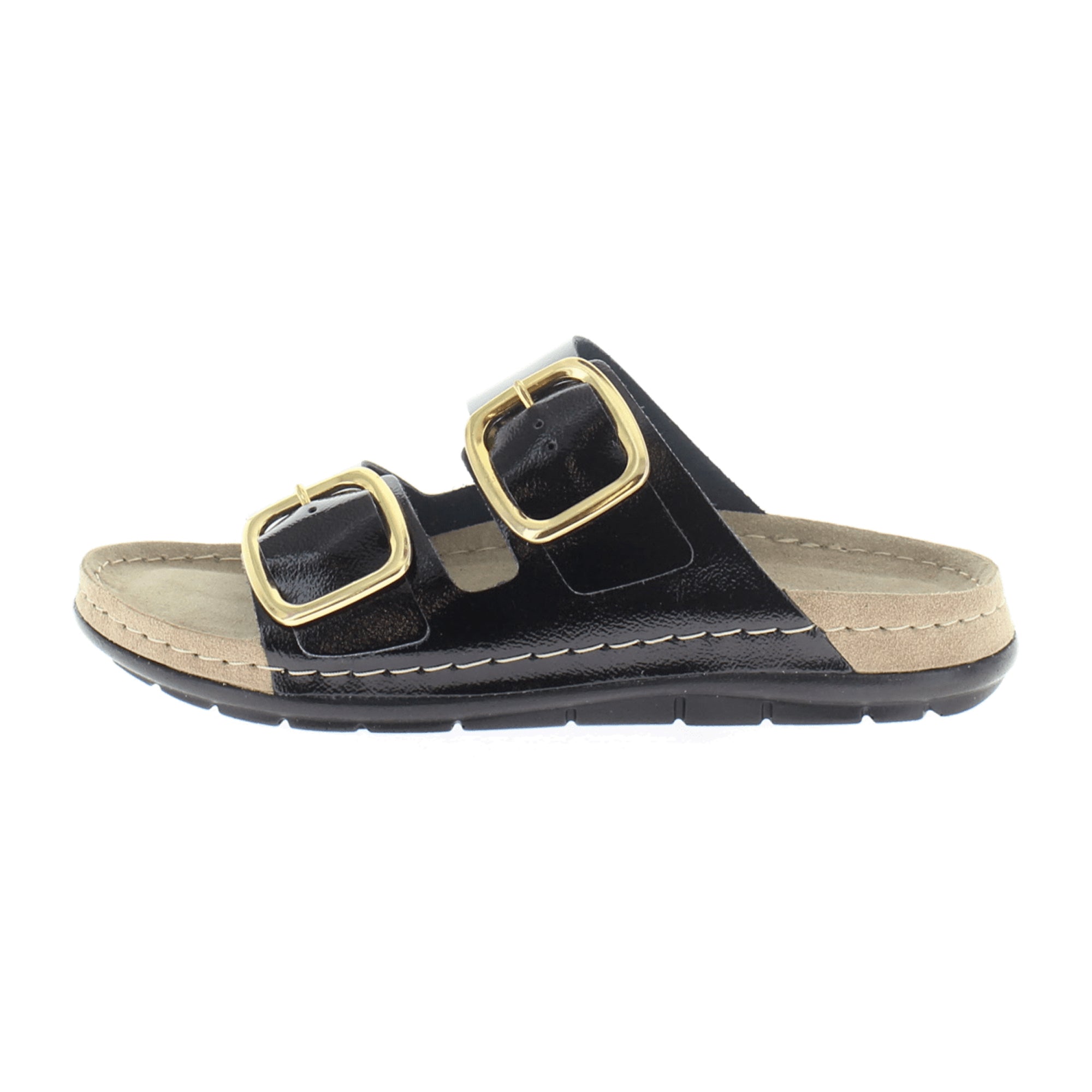 Rohde Black Leather Women's Classic Sandals with Adjustable Buckles and Soft Footbed