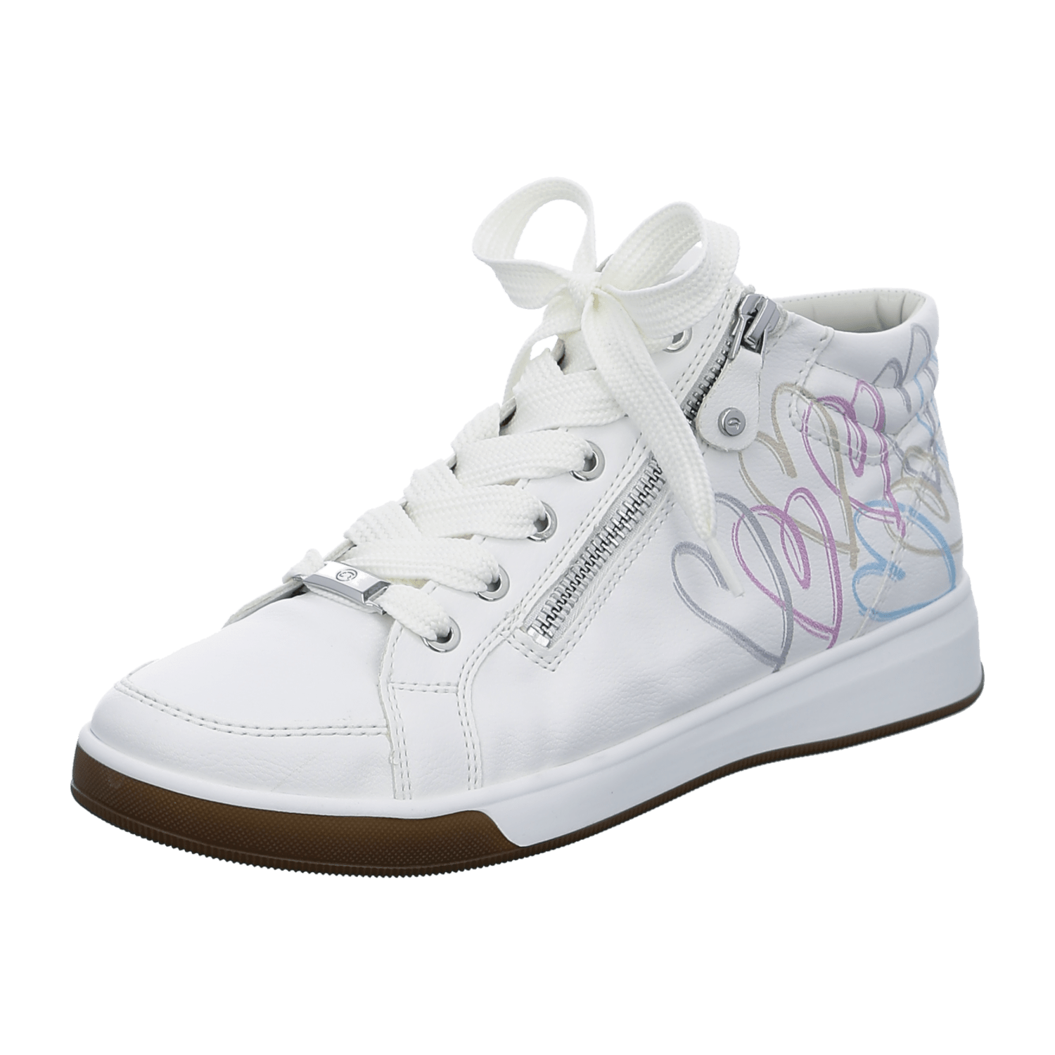 ARA ROM Women's Sneakers in White with Bungee Lace Closure, Synthetic Upper