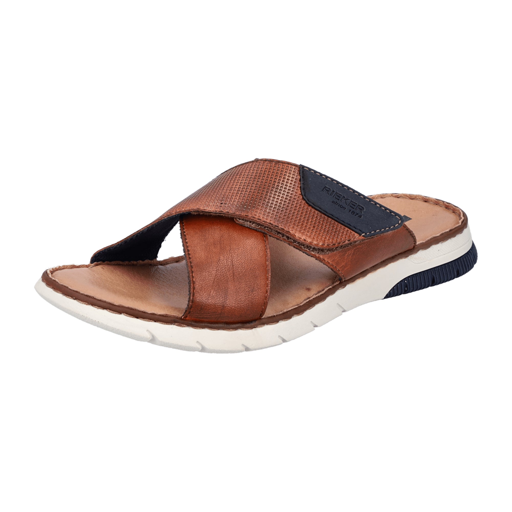 Rieker Men's Brown Blue Casual Slip-On Shoes Synthetic Leather Spring Summer - Bartel-Shop