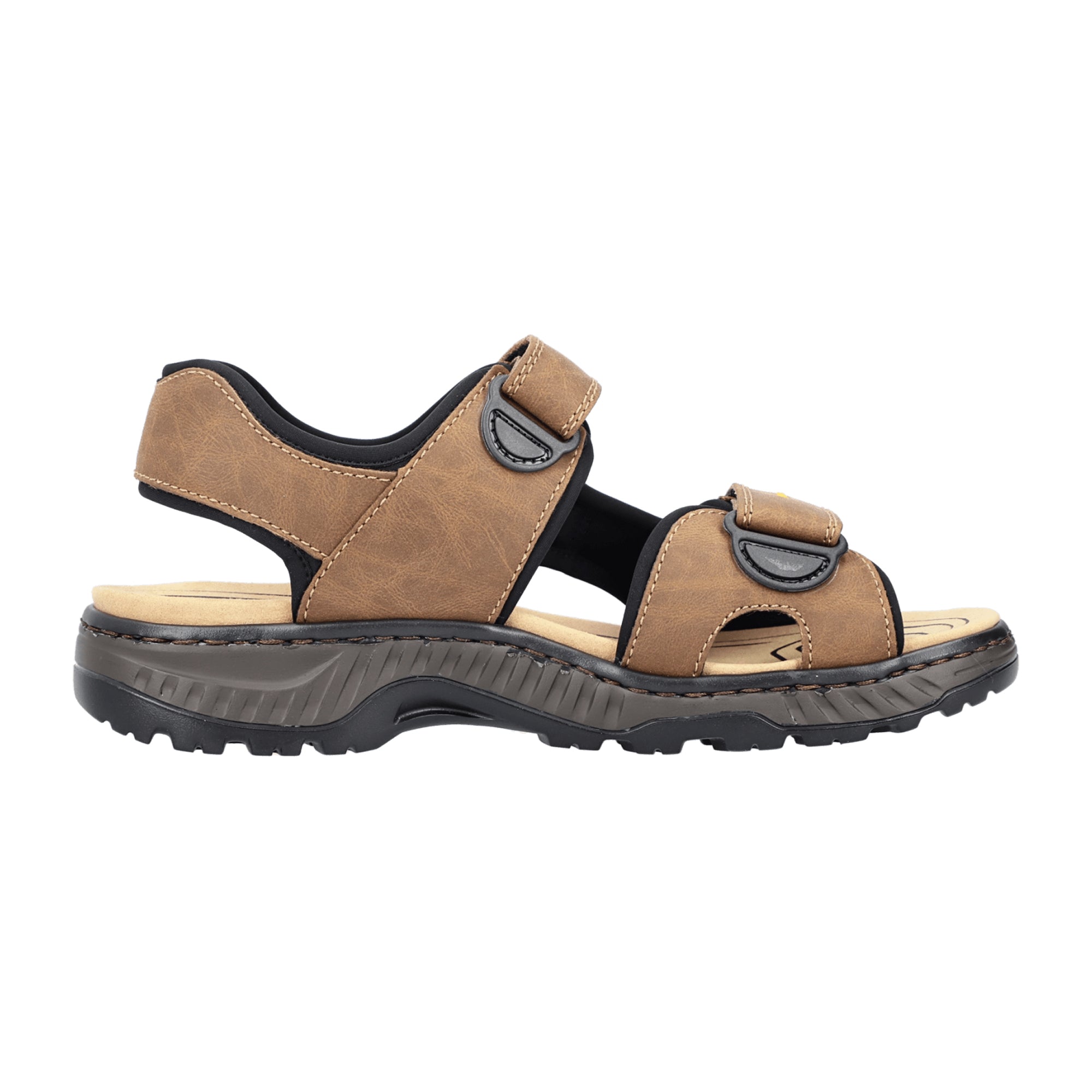 Rieker Men's Brown Sandals with Flat Heel and Comfortable Wide Fit