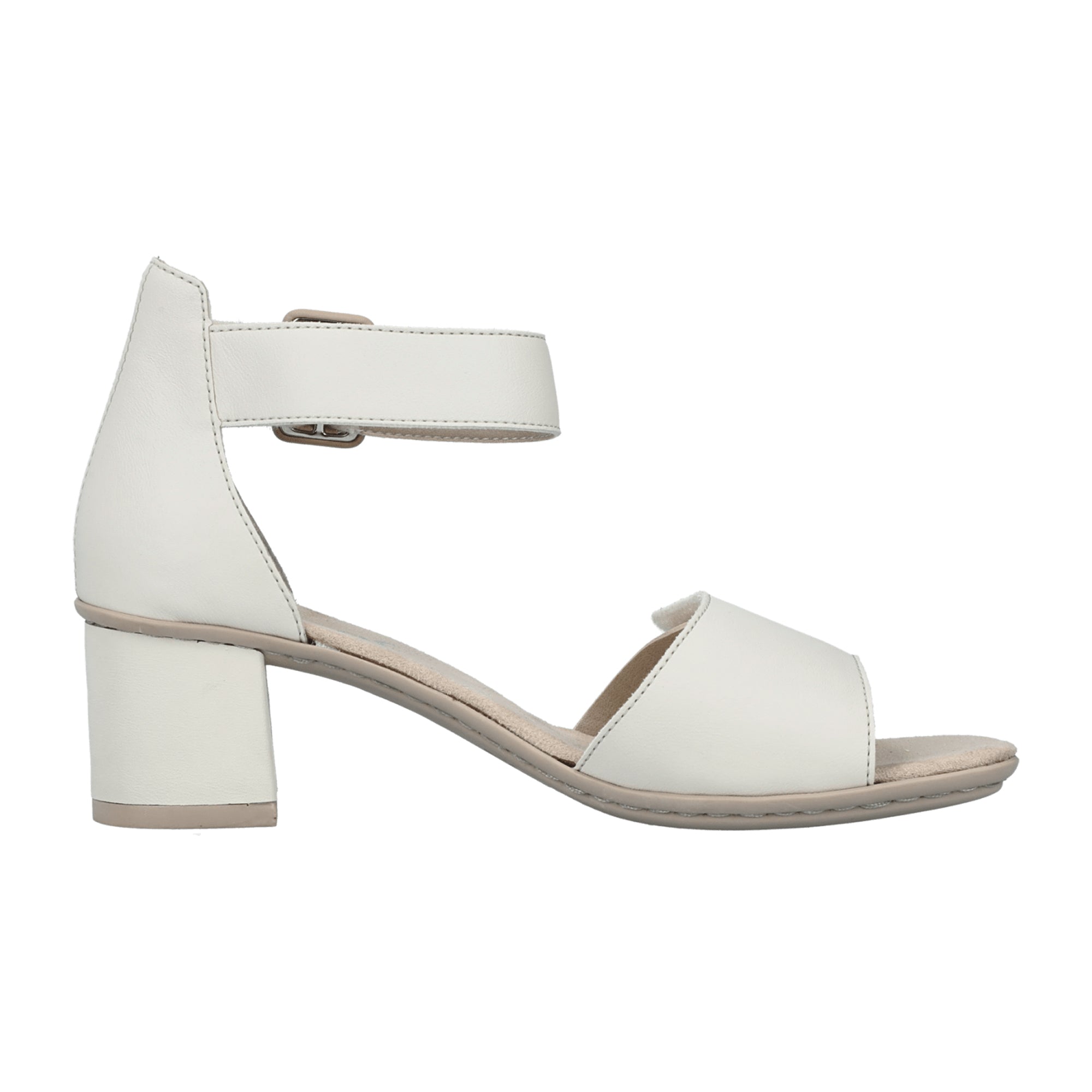 Rieker Alabama Beige Women's Sandals with Block Heel and Open Toe