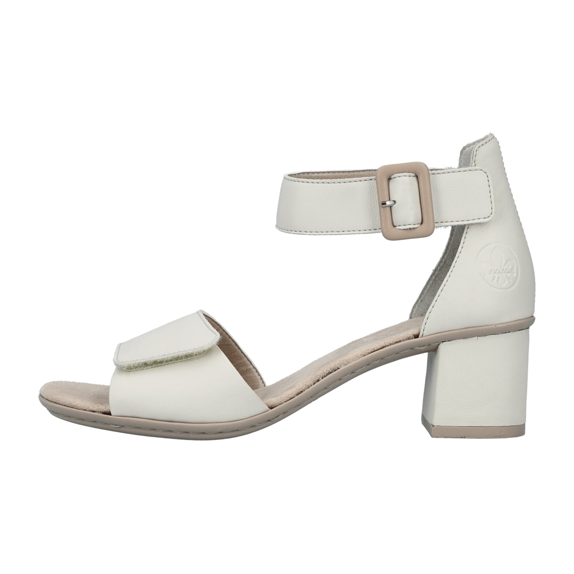 Rieker Alabama Beige Women's Sandals with Block Heel and Open Toe