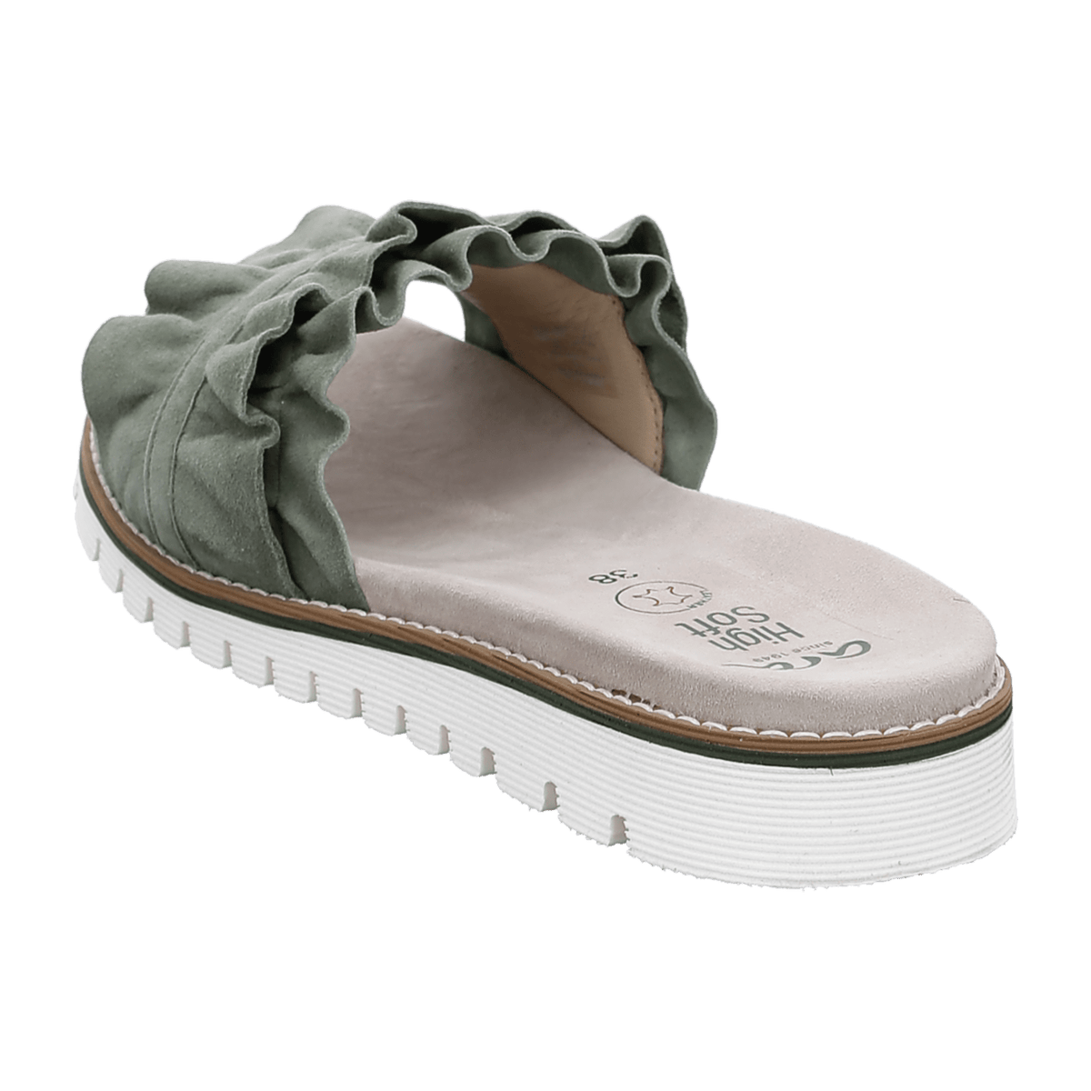 ARA Thyme Clogs for Women in Green with Hook-and-Loop Fastening, Suede and Leather Lining