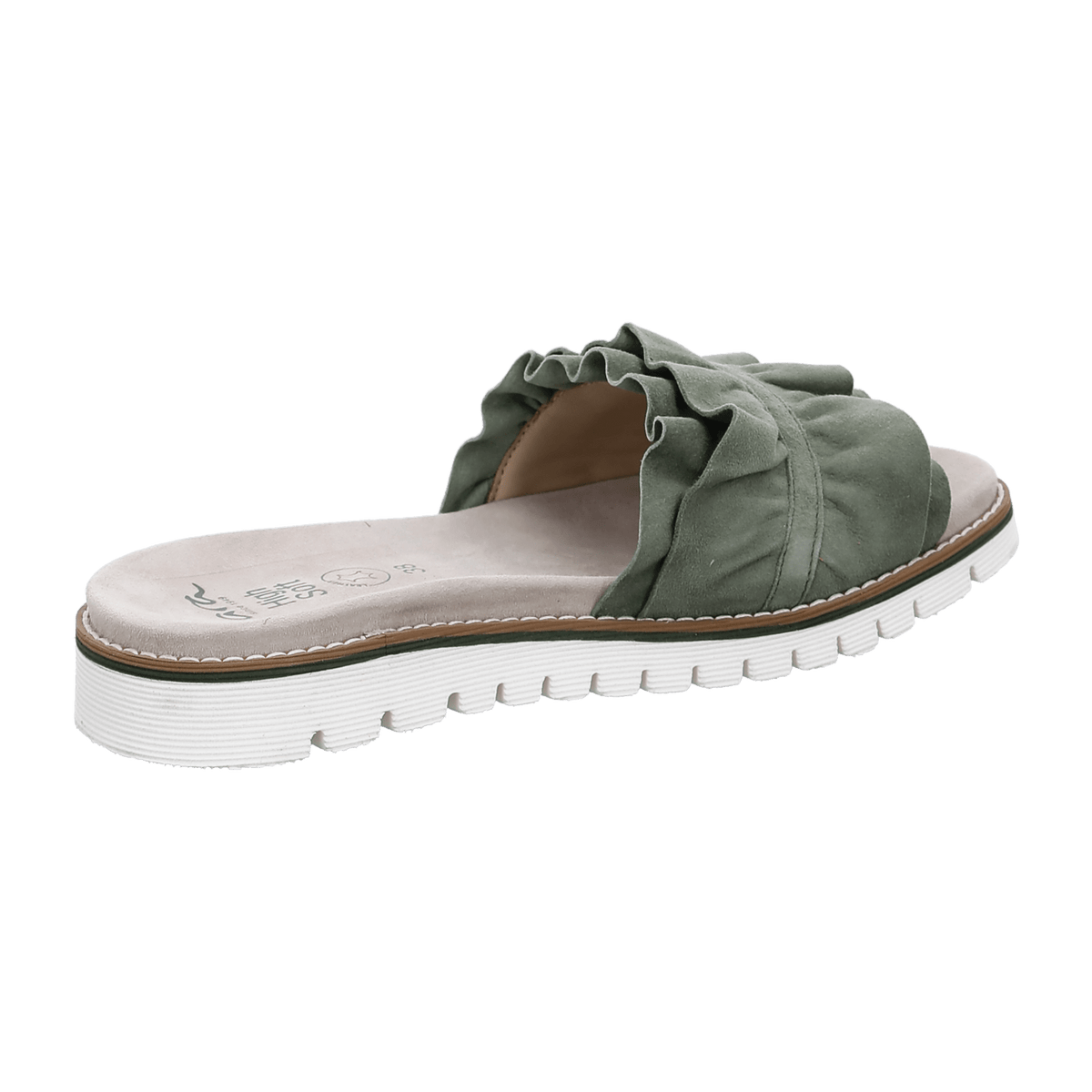 ARA Thyme Clogs for Women in Green with Hook-and-Loop Fastening, Suede and Leather Lining