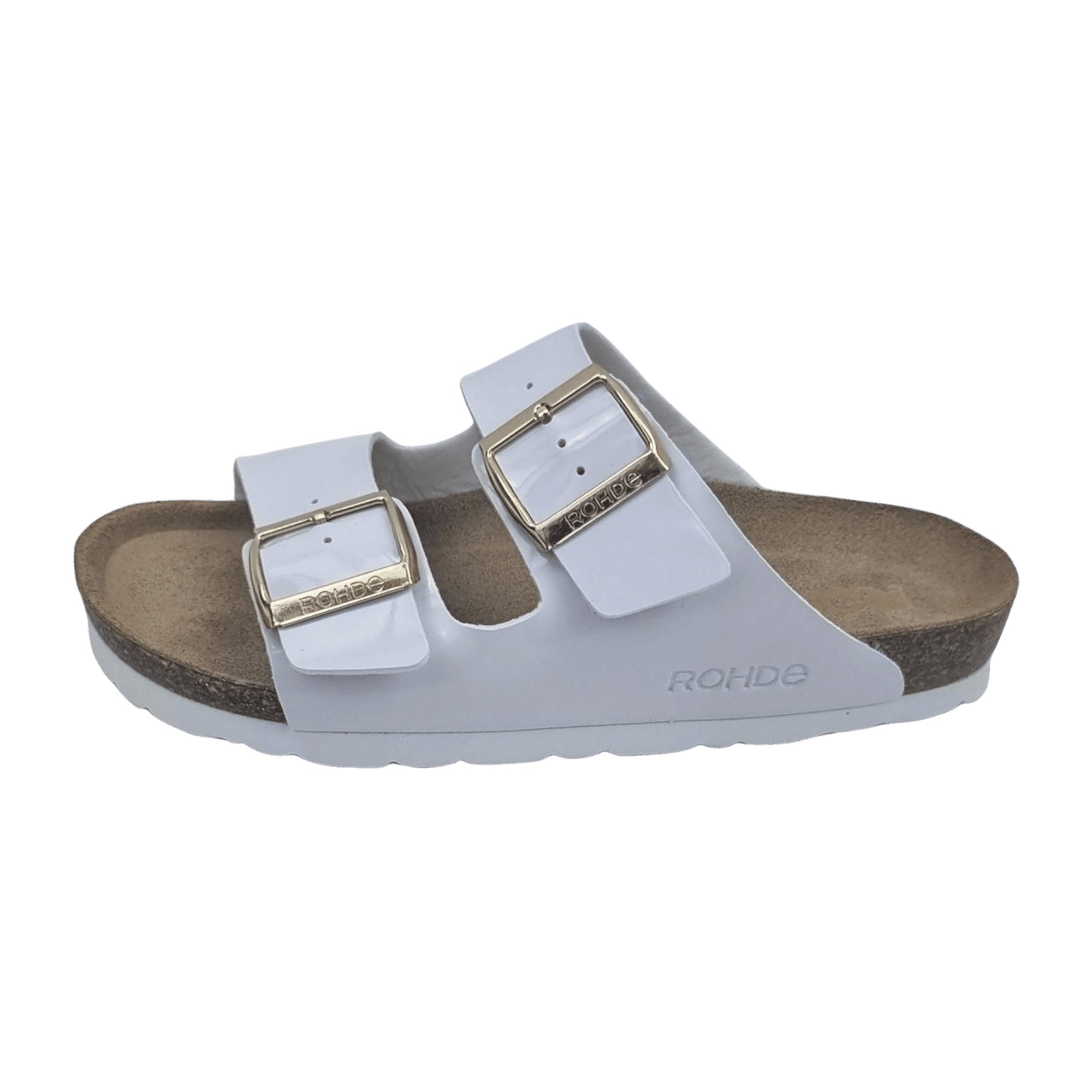 Rohde Classic Women's White Leather Sandals with Buckle Closure
