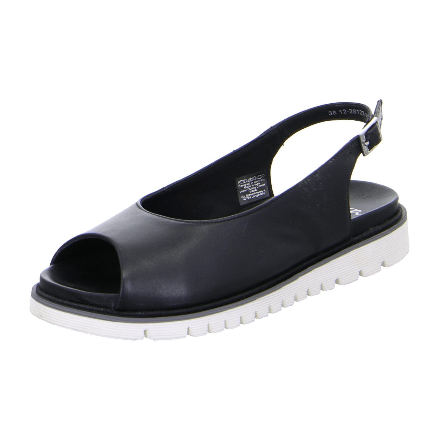 ARA Kent Sport Sandal for Women in Black Smooth Leather with Hook-and-Loop Closure