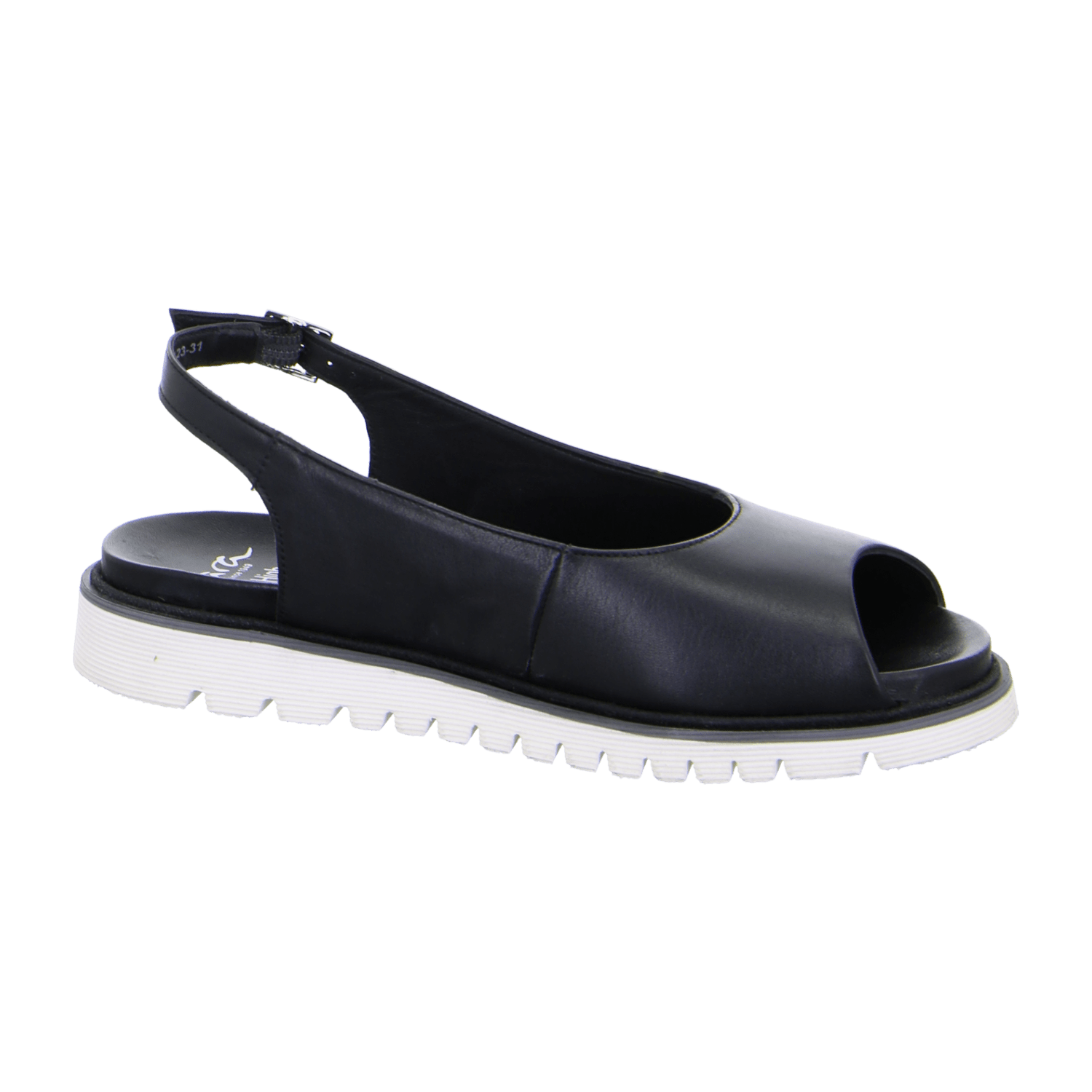 ARA Kent Sport Sandal for Women in Black Smooth Leather with Hook-and-Loop Closure