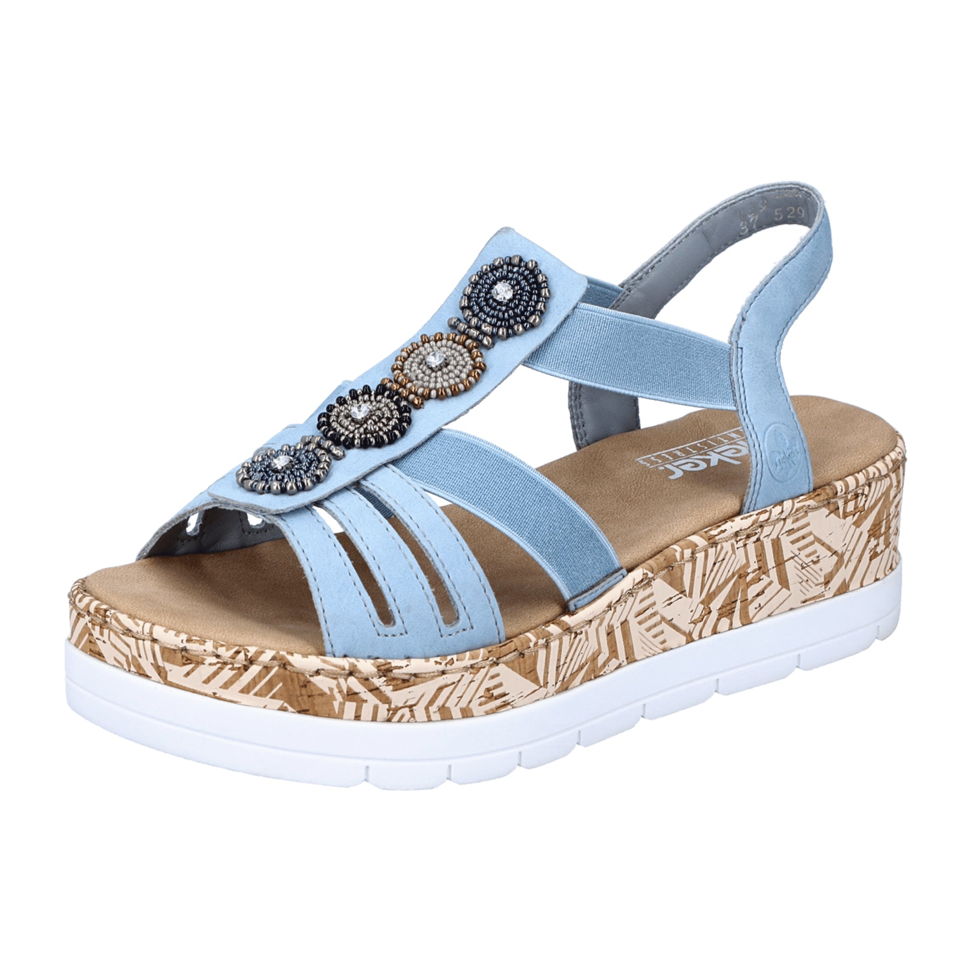 Rieker Women's Blue Wedge Sandals Spring Summer Synthetic Upper