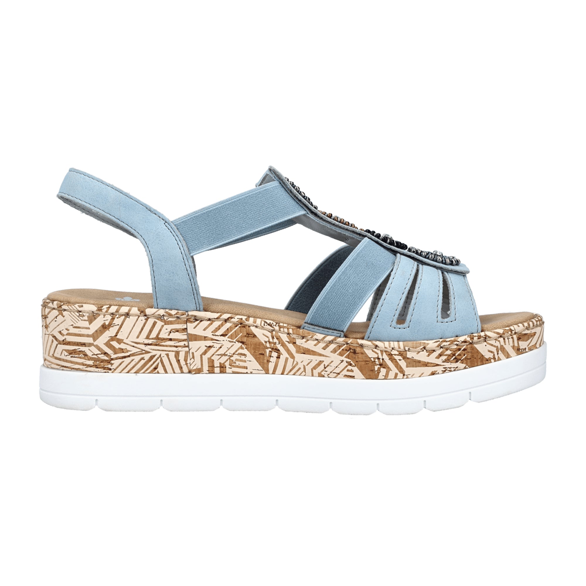 Rieker Women's Blue Wedge Sandals Spring Summer Synthetic Upper