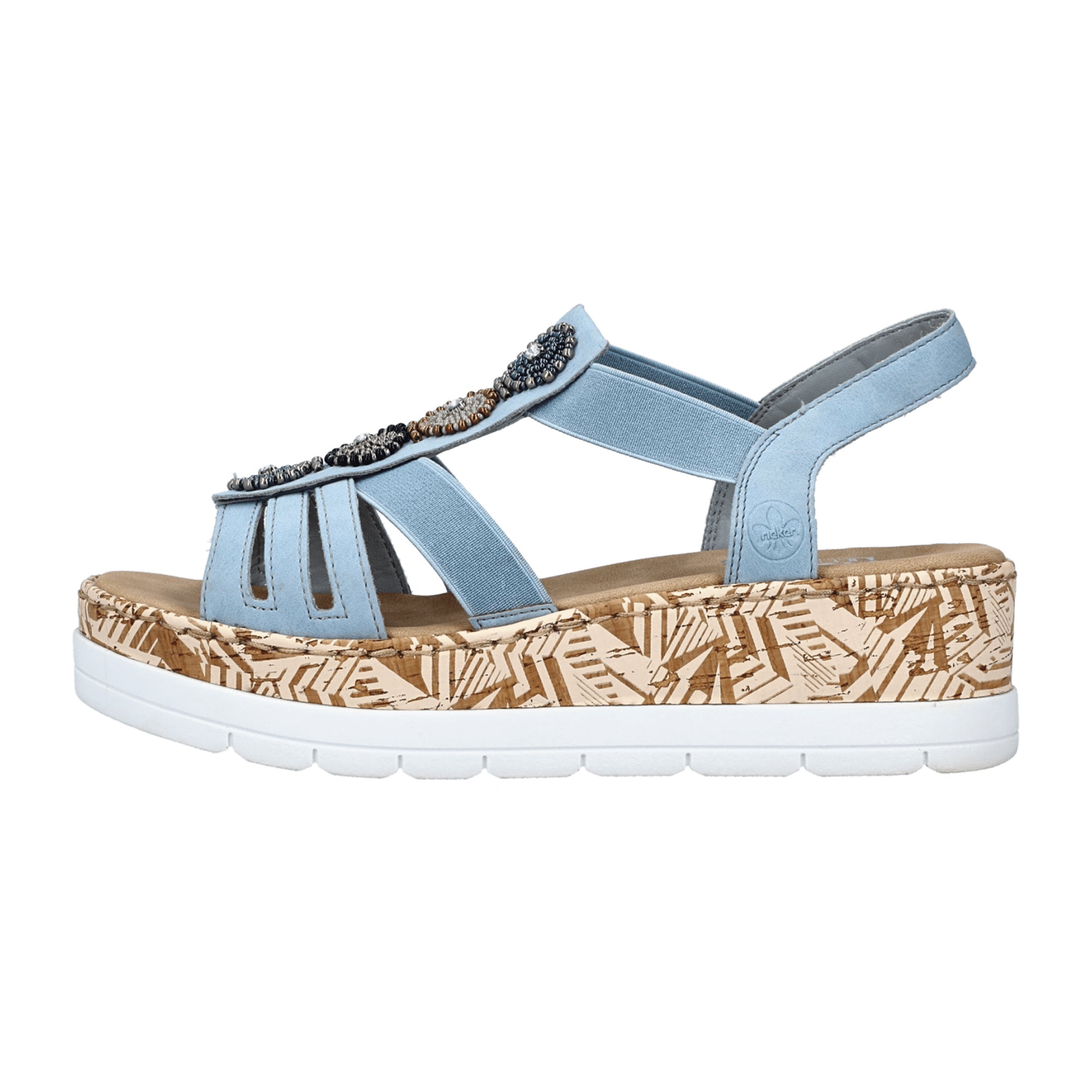 Rieker Women's Blue Wedge Sandals Spring Summer Synthetic Upper