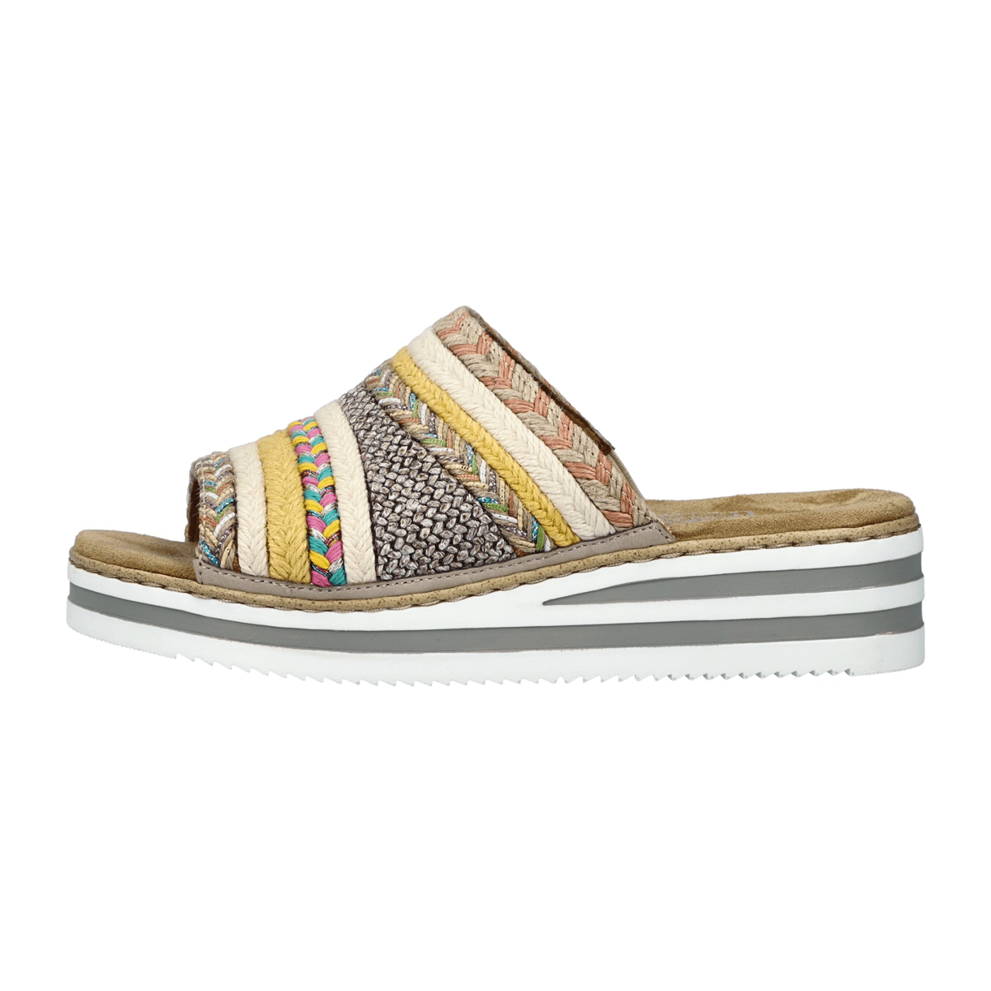 Rieker Beige Women's Wedge Sandals Slip-On Spring Summer Comfortable Footwear