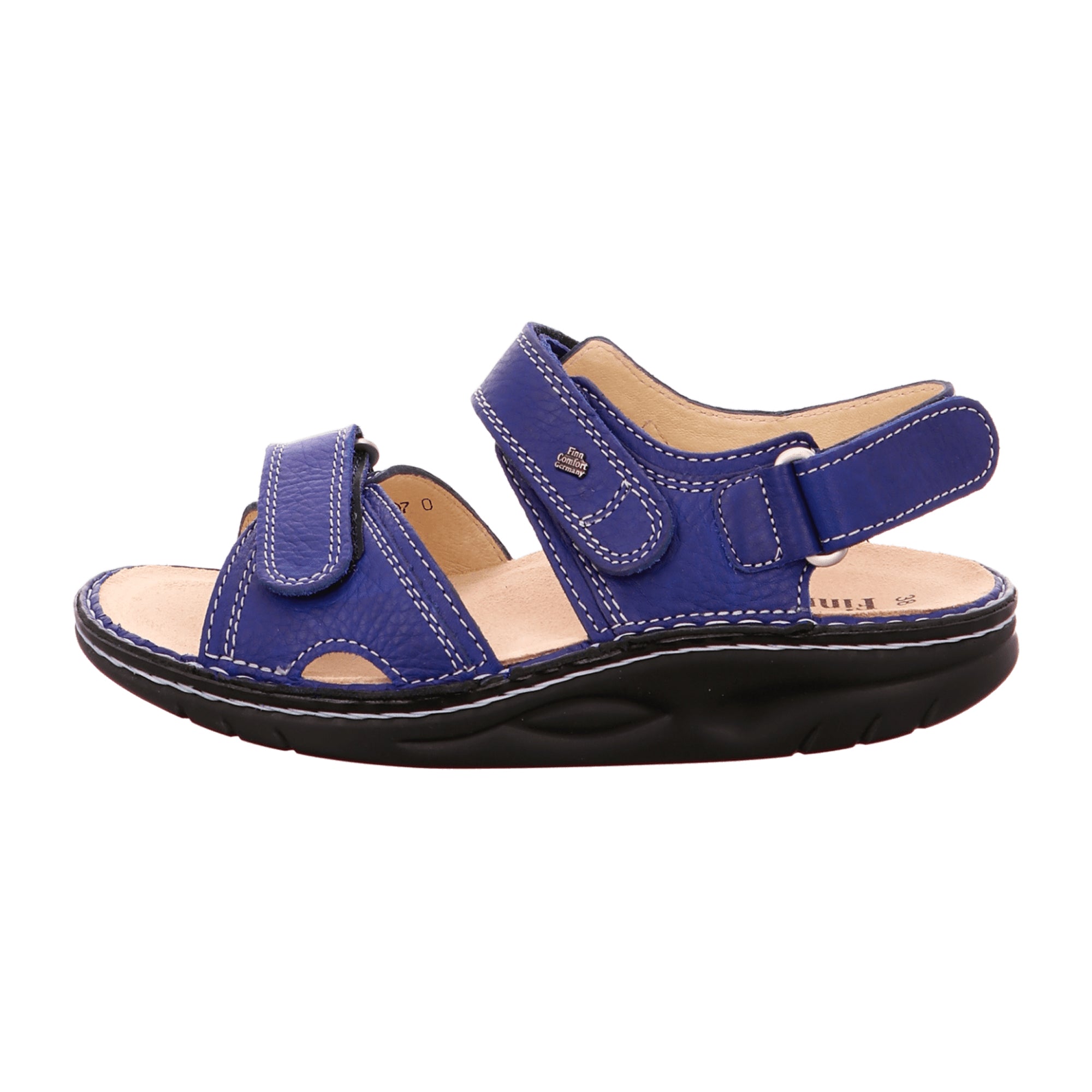 Finn Comfort Yuma Women's Sandals - Adjustable, Comfortable, Removable Insole, Blue Leather (Hillcrest)