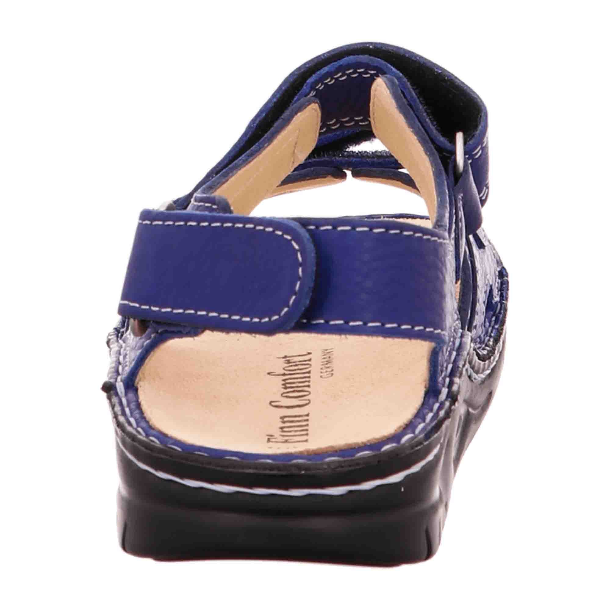 Finn Comfort Yuma Women's Sandals - Adjustable, Comfortable, Removable Insole, Blue Leather (Hillcrest)