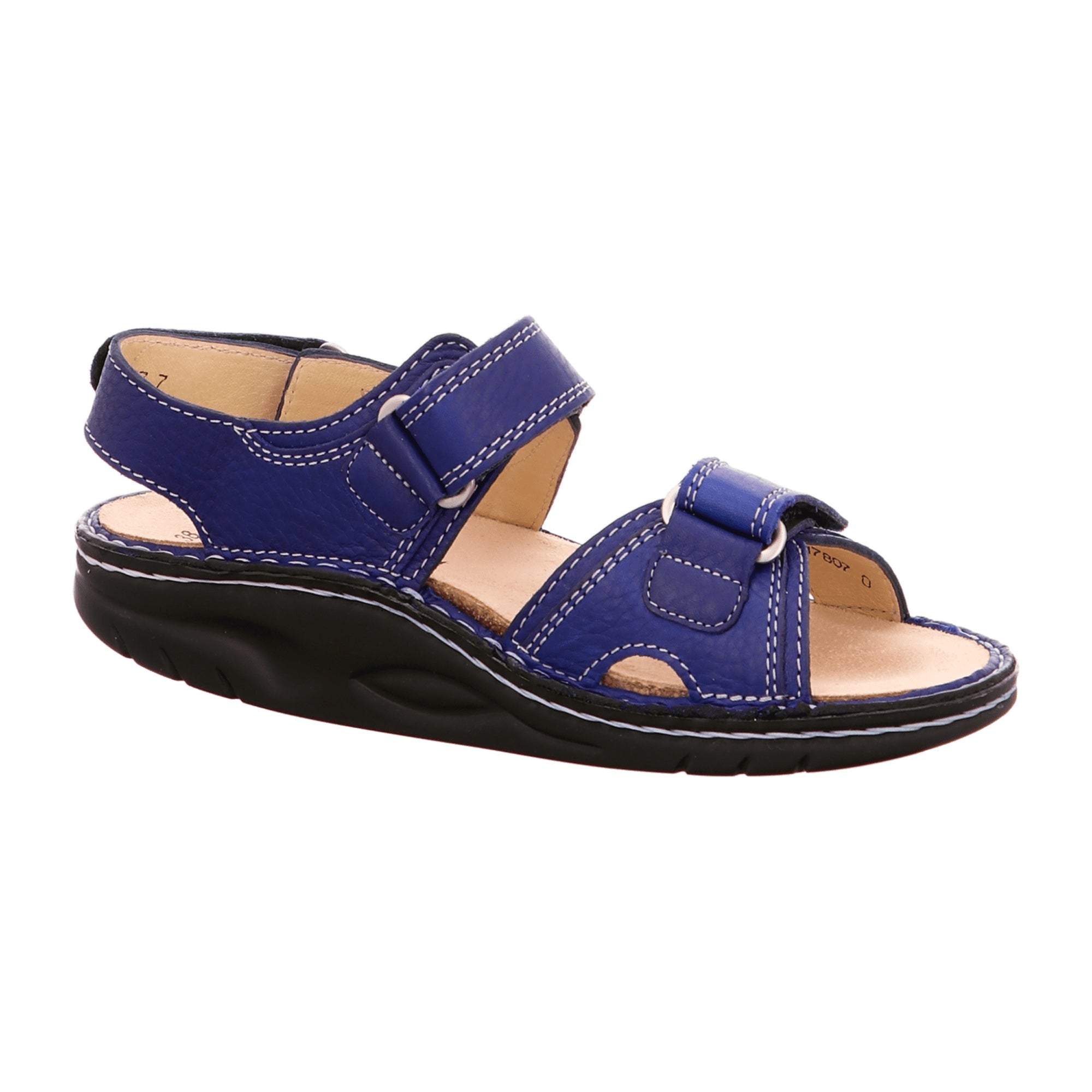 Finn Comfort Yuma Women's Sandals - Adjustable, Comfortable, Removable Insole, Blue Leather (Hillcrest)
