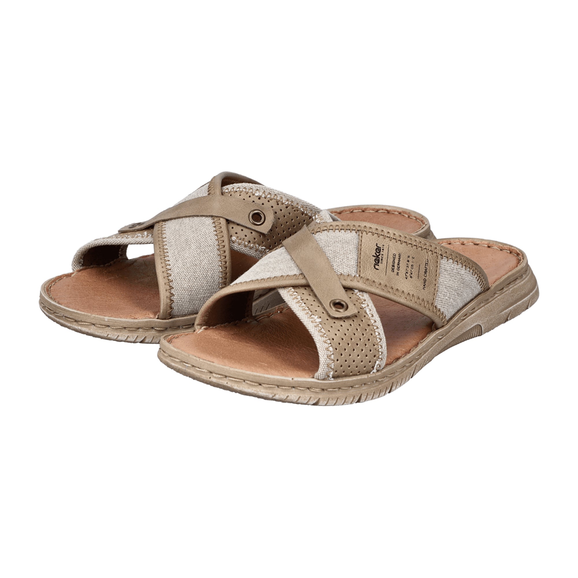 Rieker Men's Beige Slip-On Sandals for Spring and Summer - Bartel-Shop