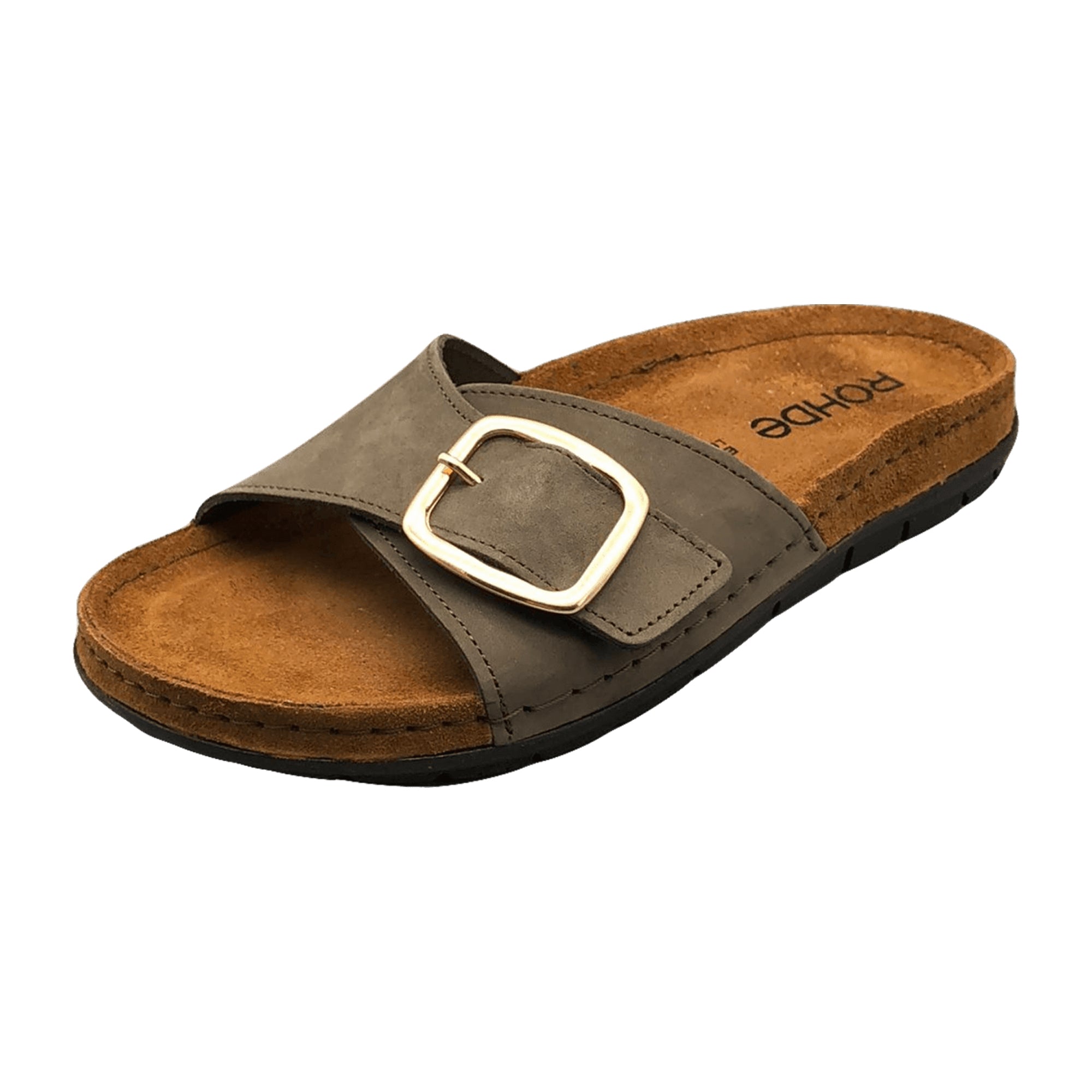 Rohde 5875 Women's Olive Leather Sandals with Buckle Closure