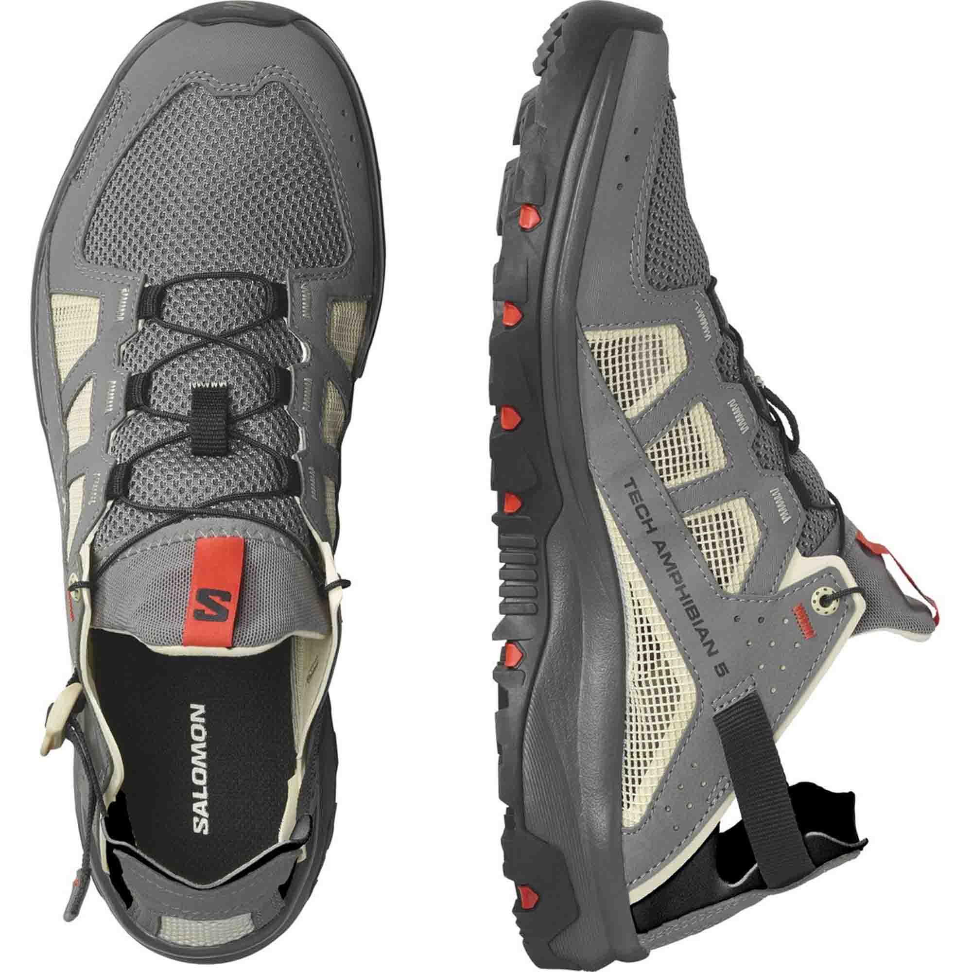 Salomon Techamphib pewter for men, gray, shoes