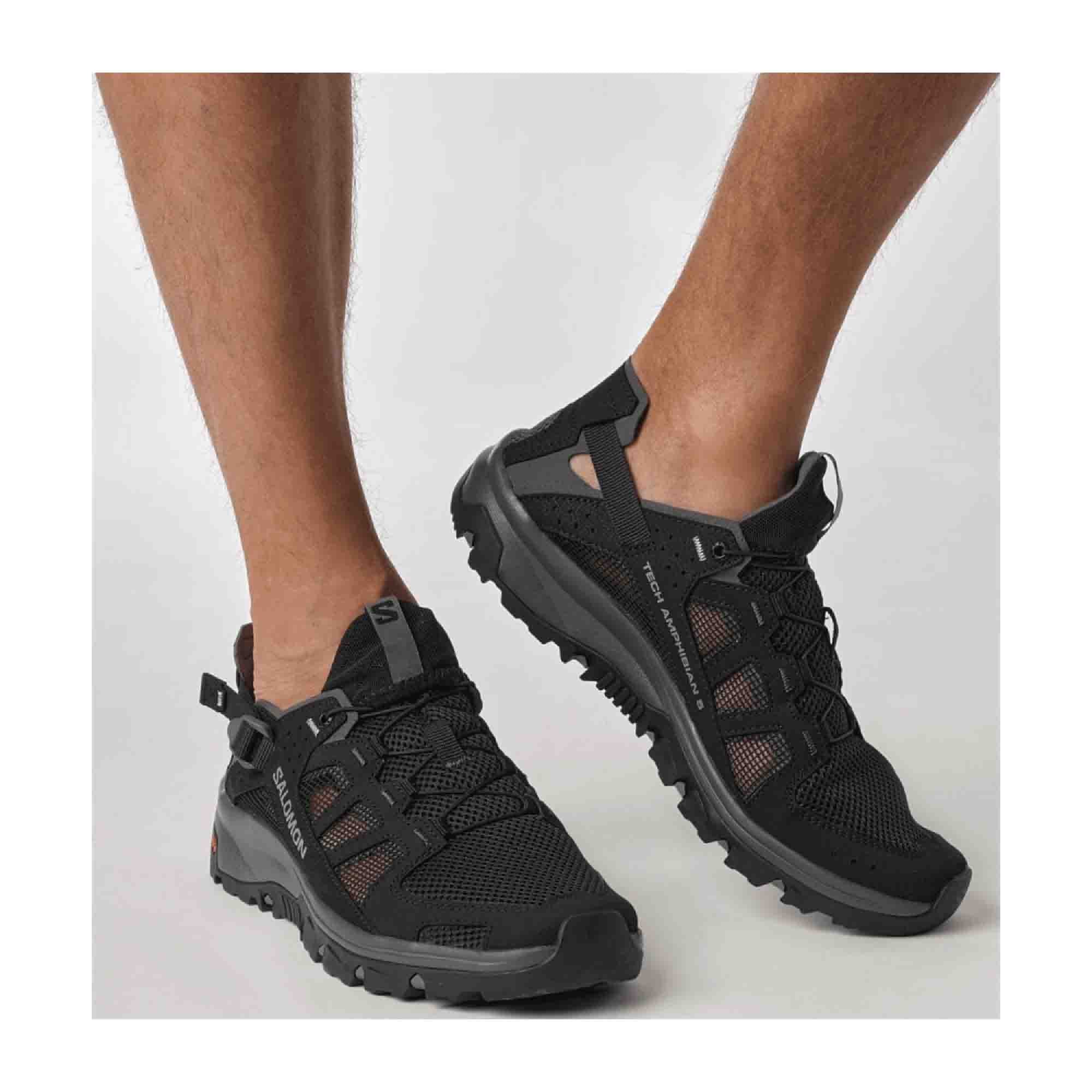 Salomon Techamphib pewter for men, black, shoes