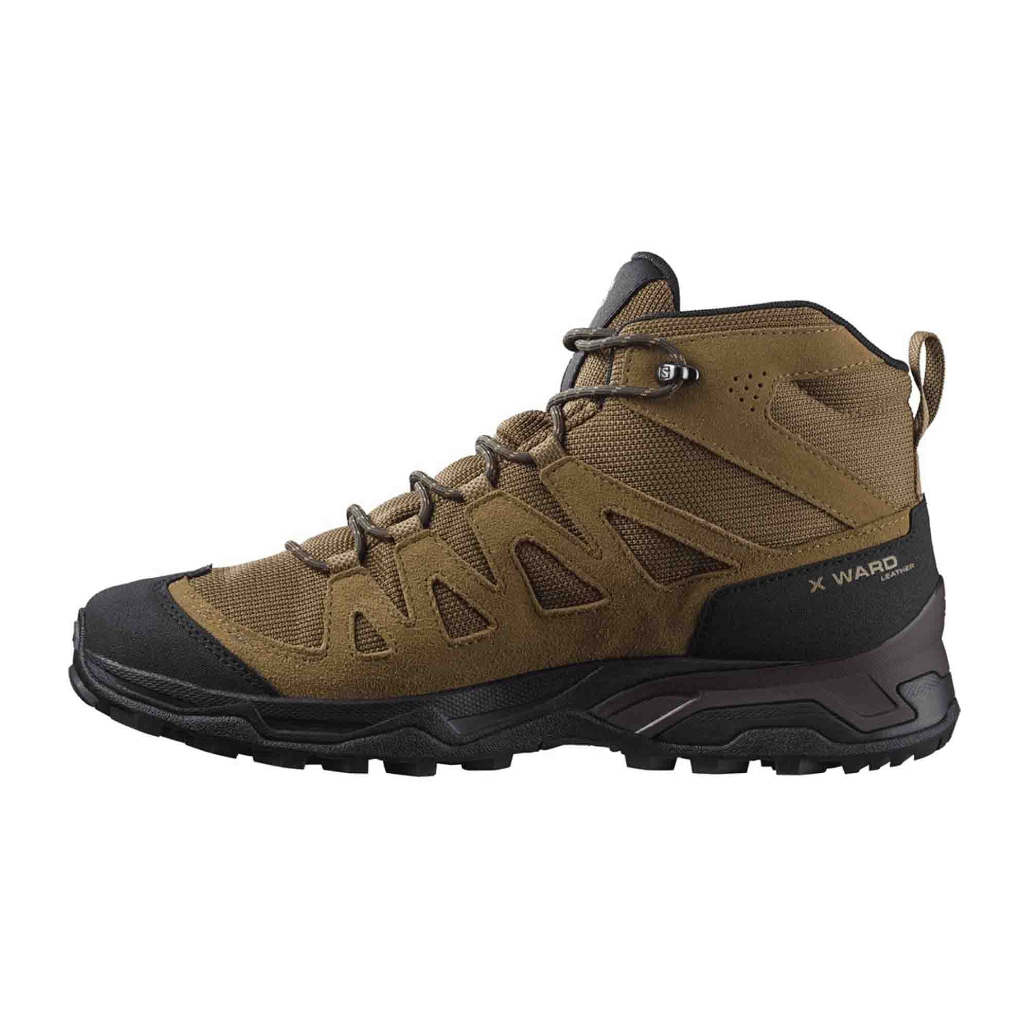 Salomon X WARD LEATHER MID GTX for men, brown, shoes