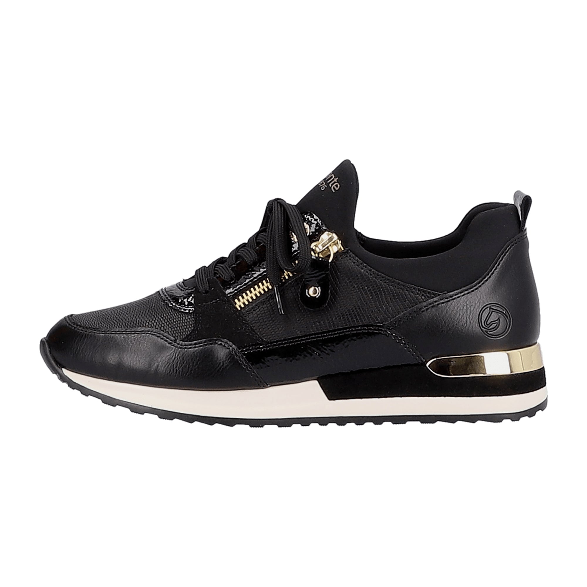 Remonte R2549-01 Black Women's Shoes with Wedge Heel and Lace-Up Closure