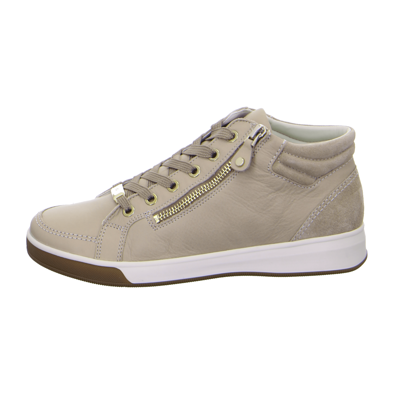 ARA ROM ROM-ST Women's Beige Suede Sneakers with Lace-Up Closure and Round Toe