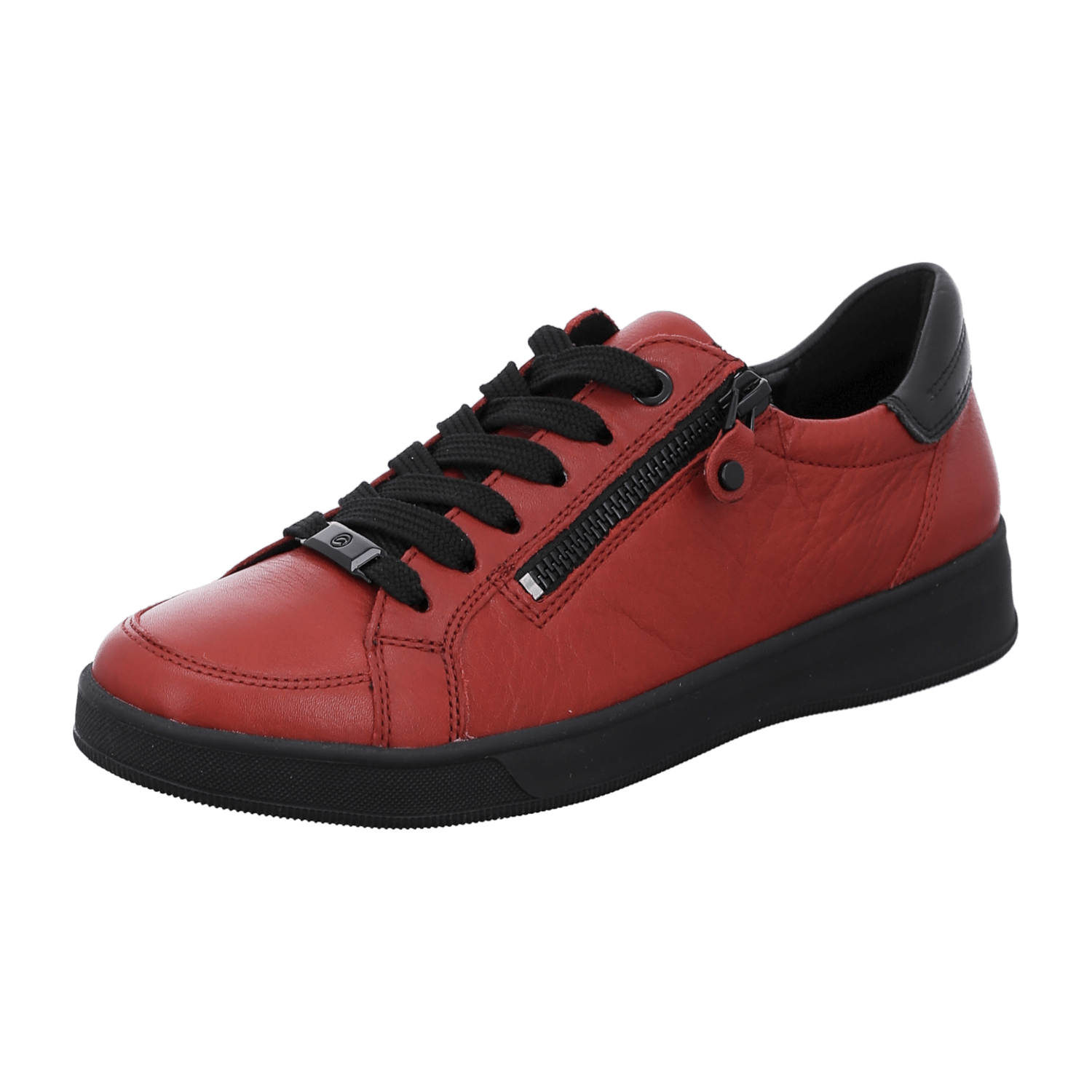 ARA Rom Sneakers for Women in Red Smooth Leather with Lace-Up Closure and Round Toe