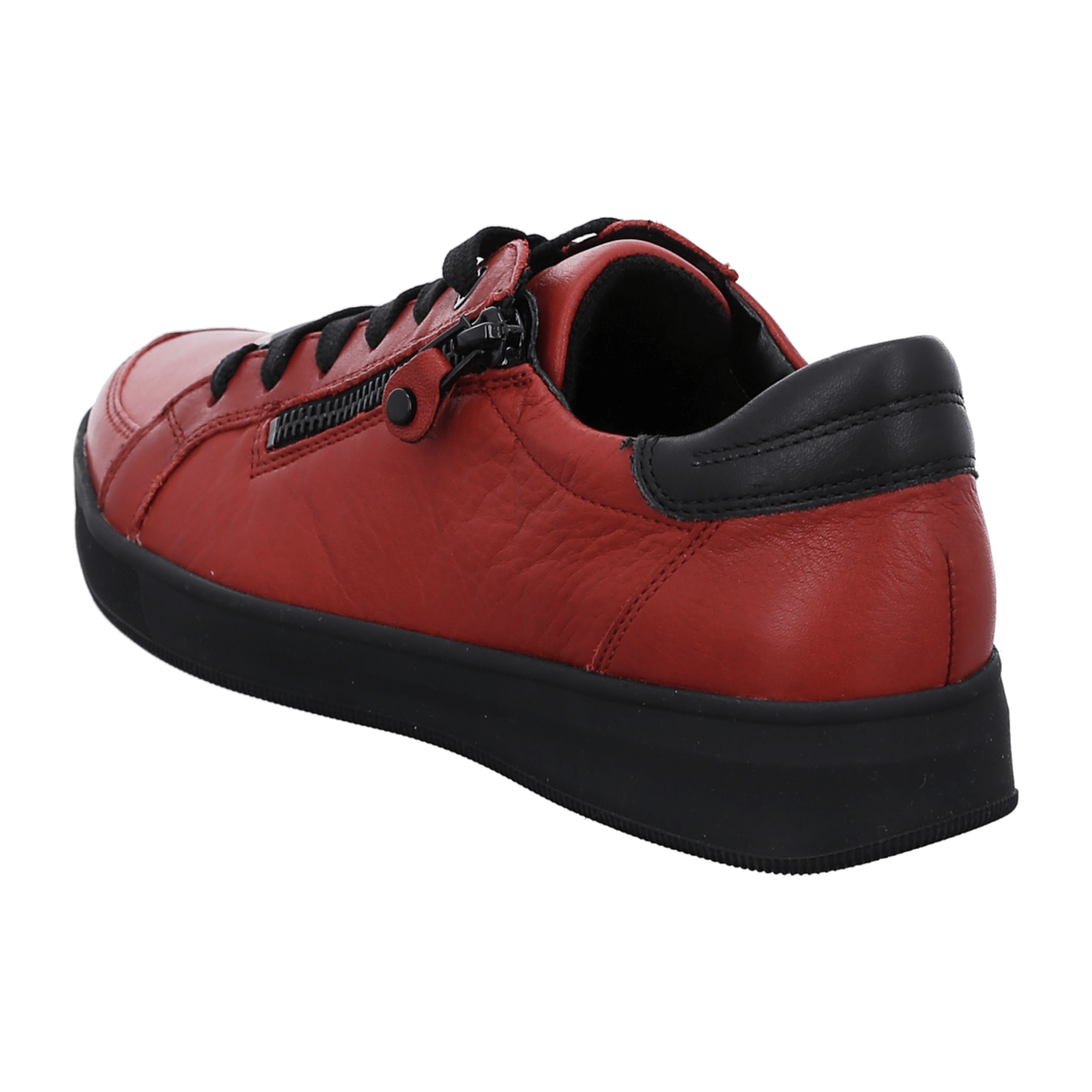 ARA Rom Sneakers for Women in Red Smooth Leather with Lace-Up Closure and Round Toe