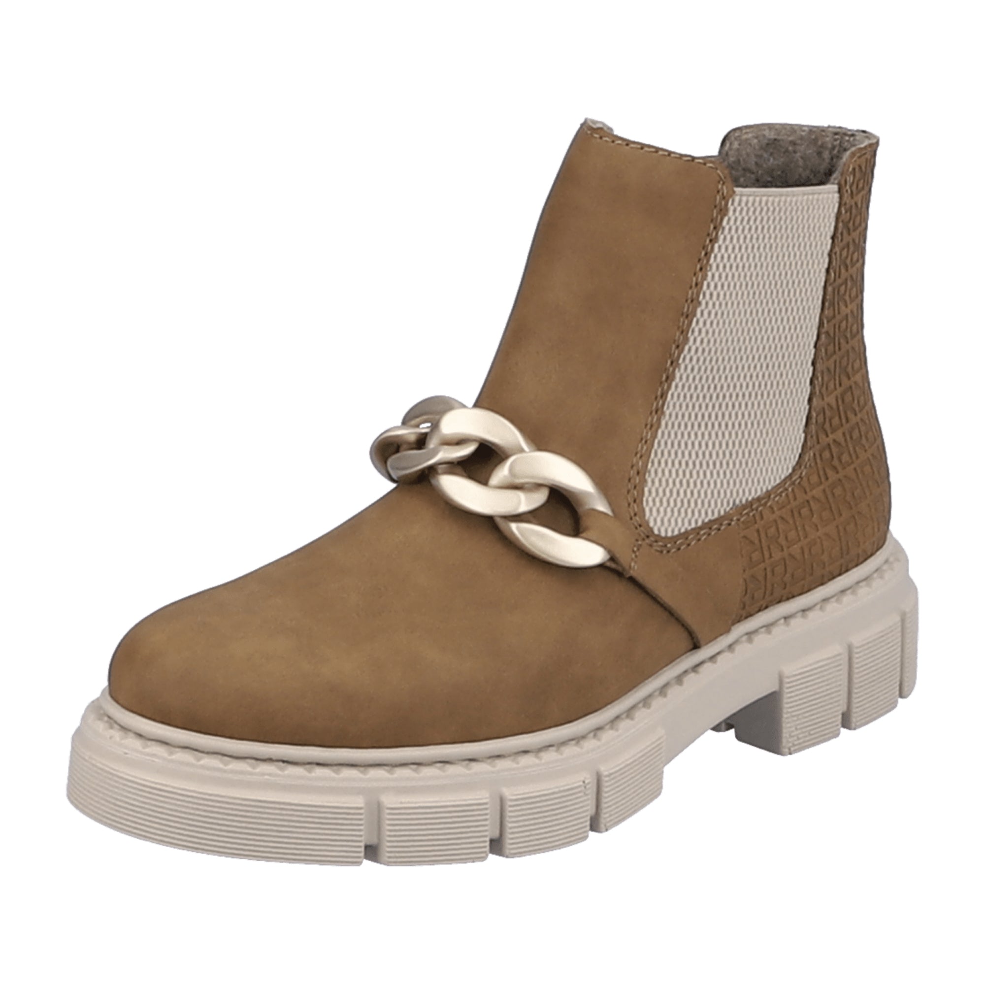 Rieker Brown Women's Boots with Warm Lining and Decorative Chains