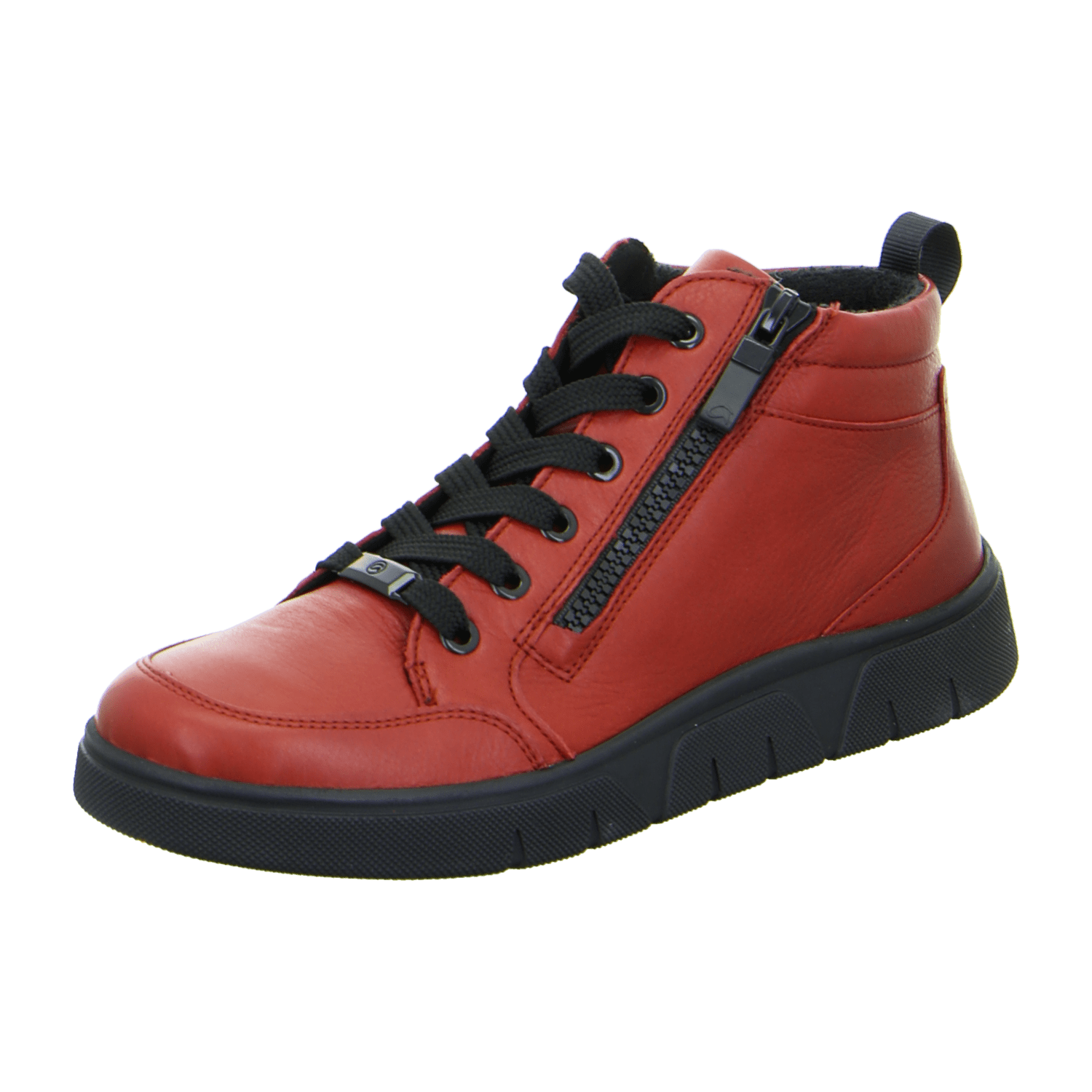ARA ROM Women's Sneakers in Red Velour with Lace-Up Closure and Round Toe