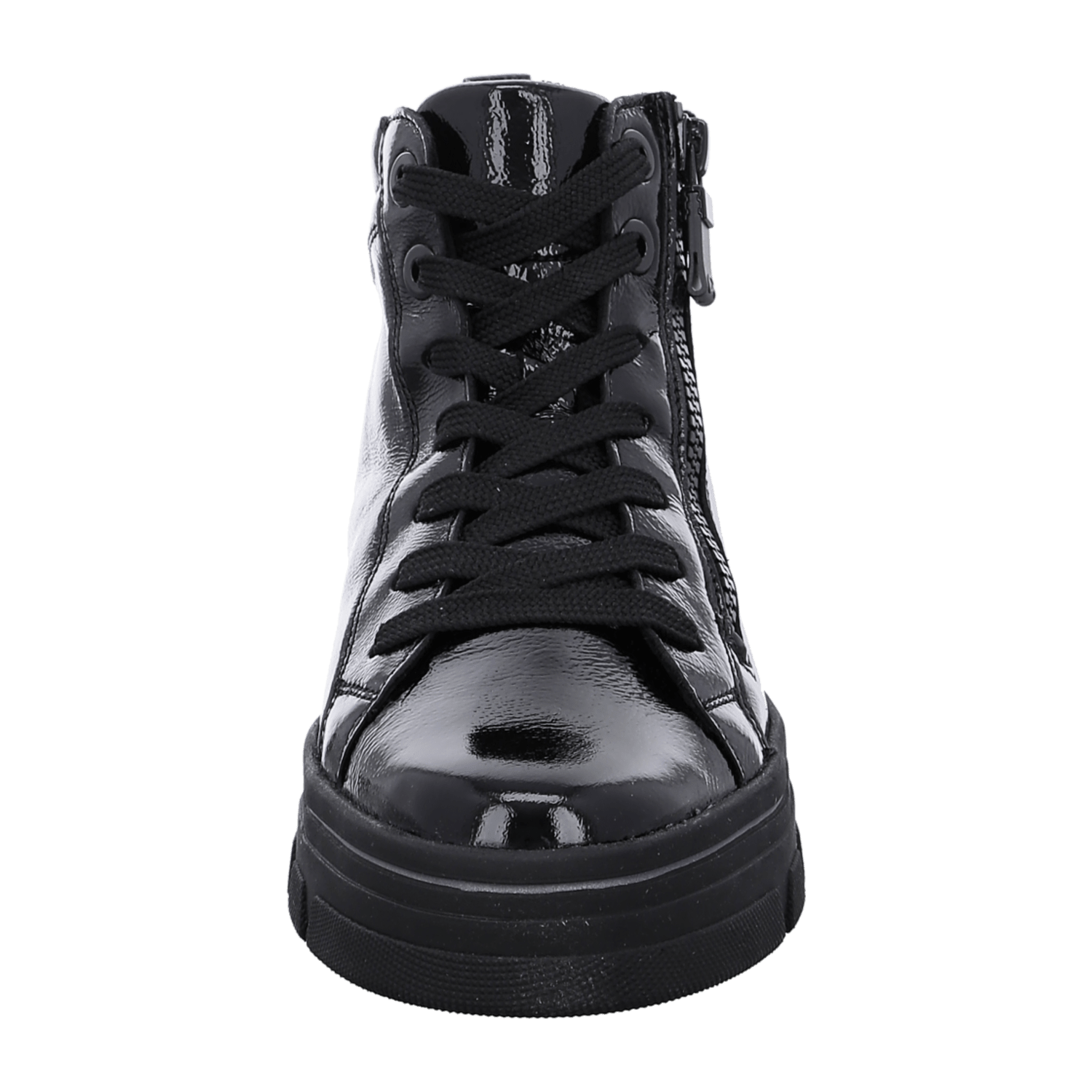 ARA CANBERRA Women's Leather Sneakers in Black with Lace-Up Closure and Round Toe