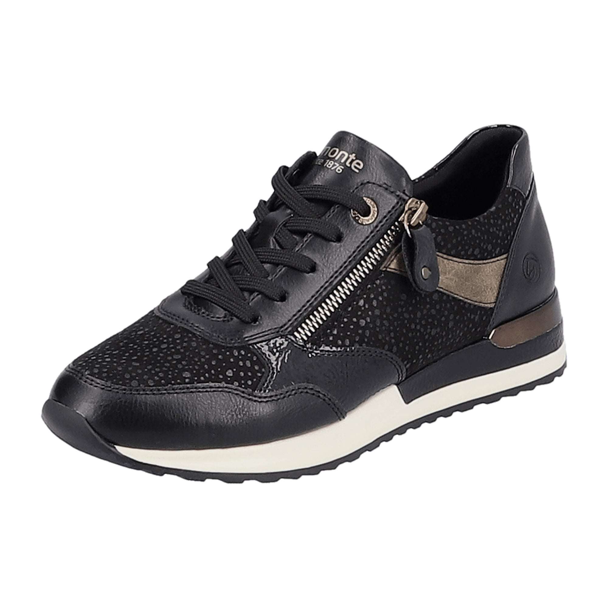 Remonte Women's Black Lace-Up Shoes with Wedge Heel and Synthetic Leather