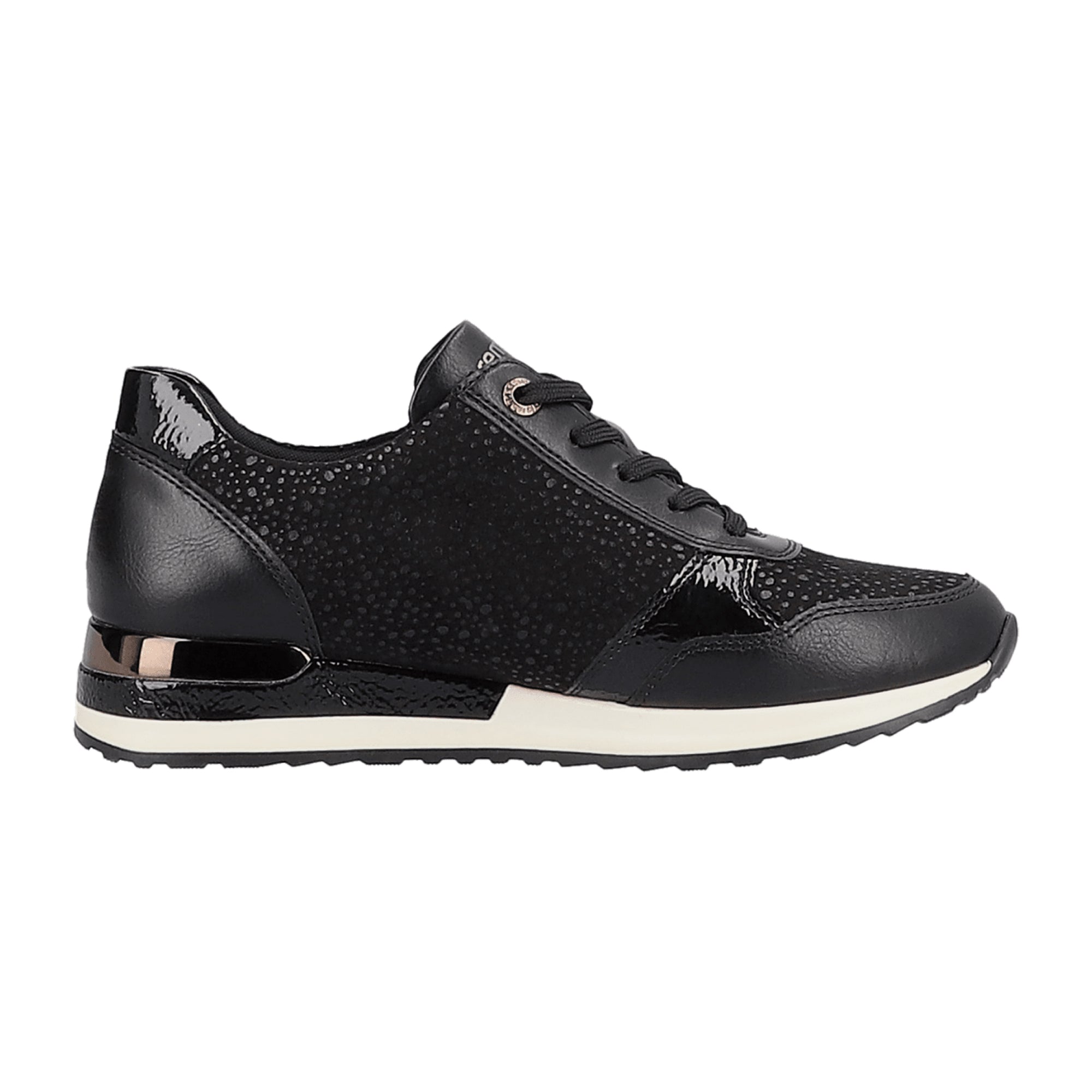 Remonte Women's Black Lace-Up Shoes with Wedge Heel and Synthetic Leather