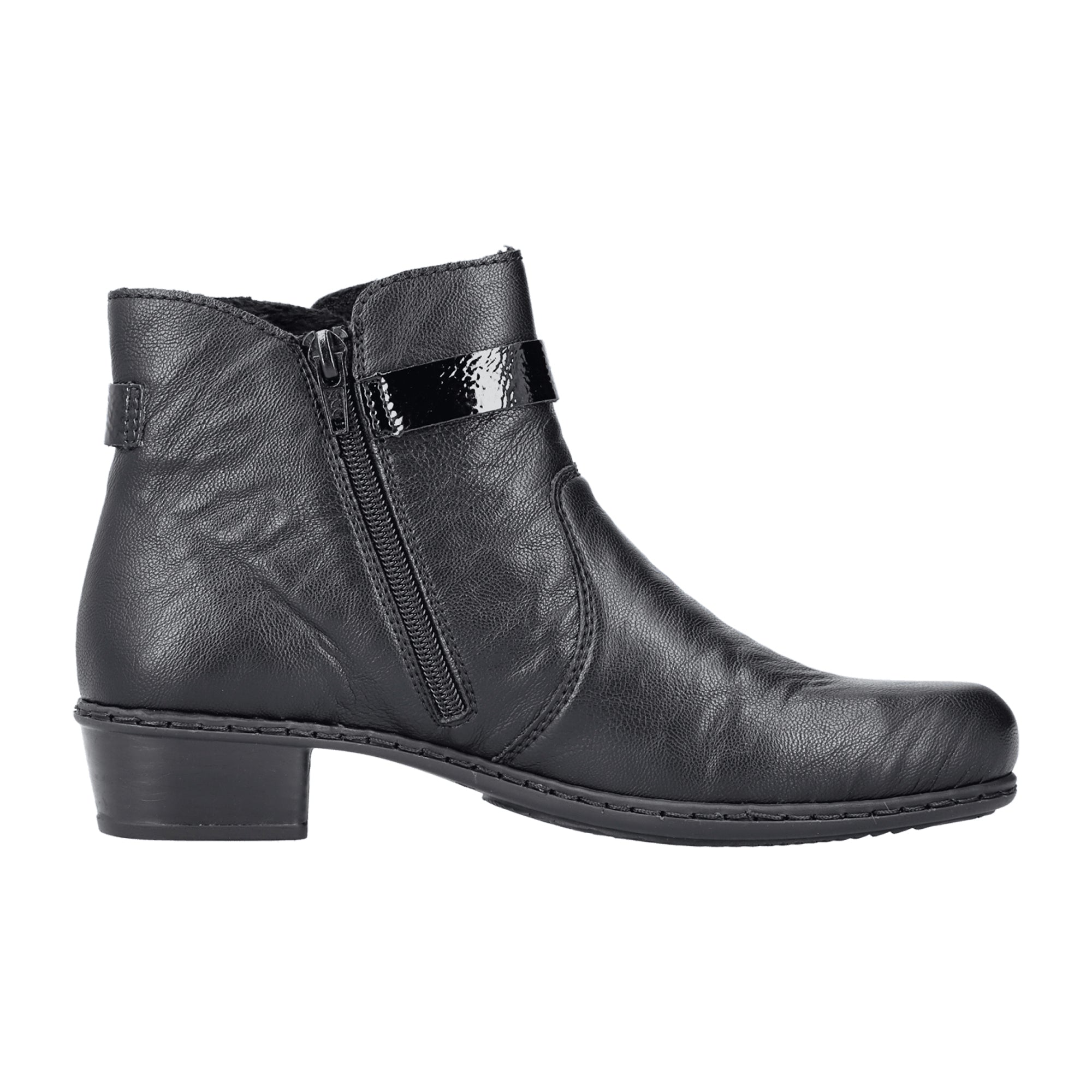 Rieker Y0783-00 Black Women's Boots with Block Heel and Zip Closure
