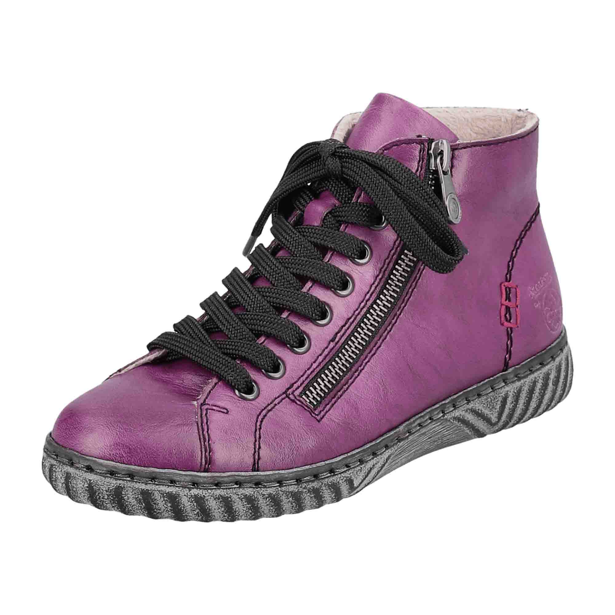 Rieker HWK Women's Purple Boots with Warm Lining and Side Zipper