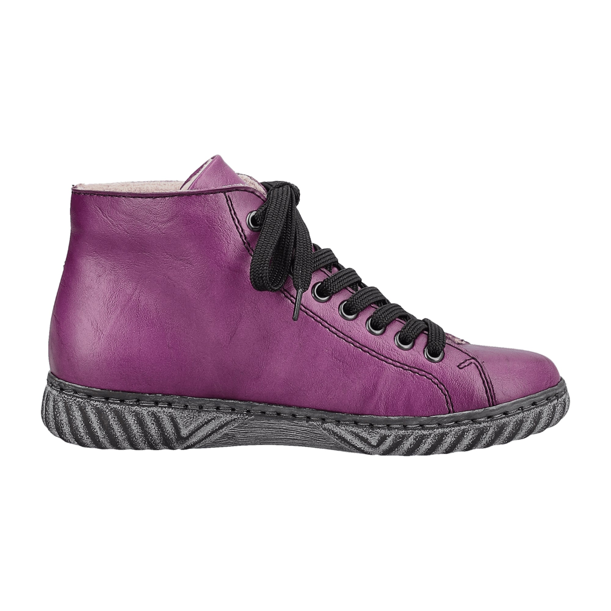 Rieker HWK Women's Purple Boots with Warm Lining and Side Zipper