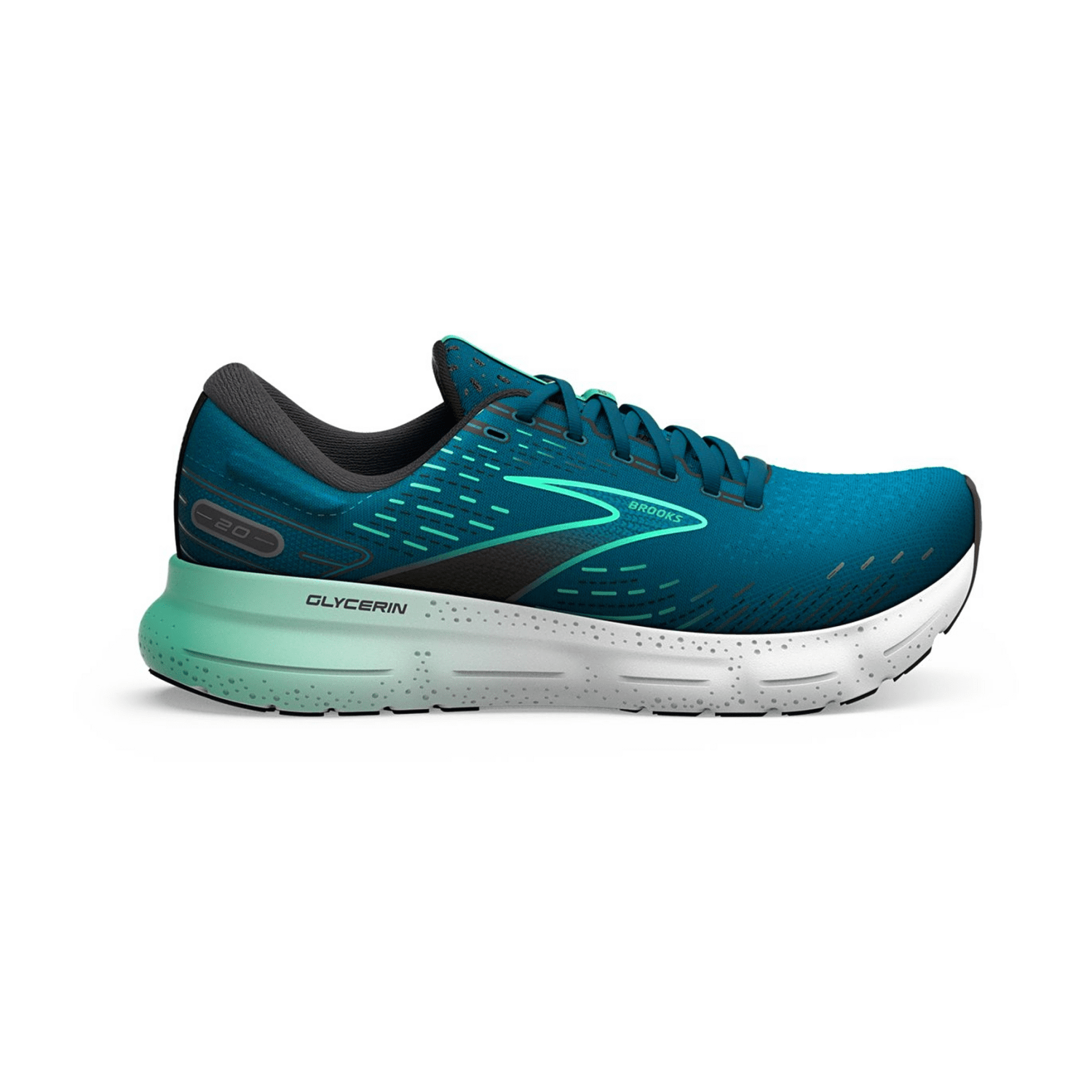 Brooks Glycerin 20 Men's Running Shoes - Green, Synthetic & Textile Mesh Upper, Textile Lining, Rubber Outsole