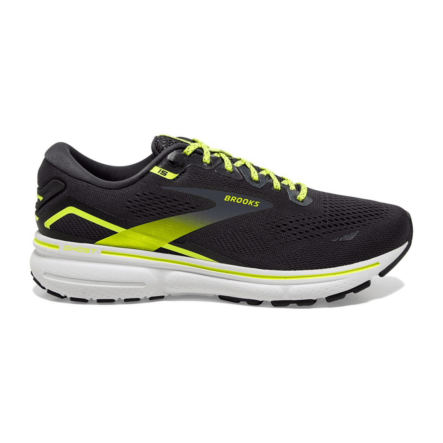 Brooks Women's Ghost 15 Running Shoes in Grey, Lace-Up Closure, Textile Upper, Rubber Sole