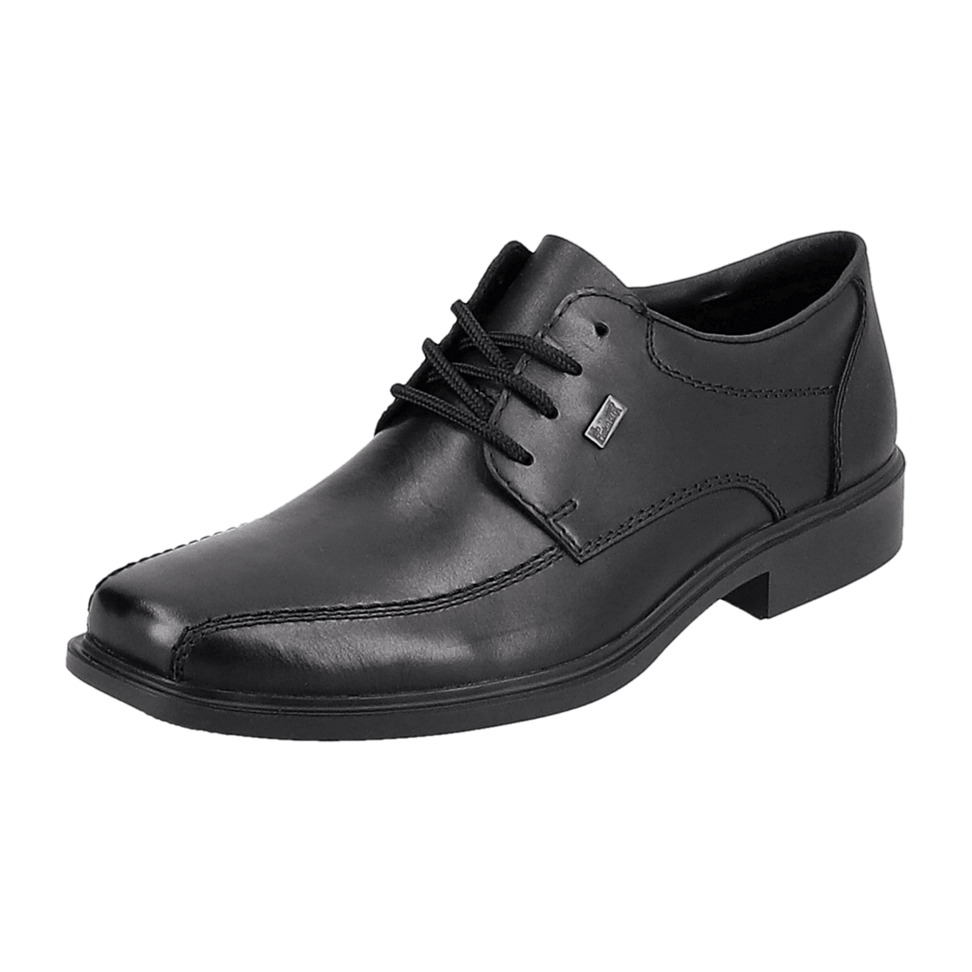 Rieker Men's Black Leather Shoes with Removable Insole and Lace-Up Closure