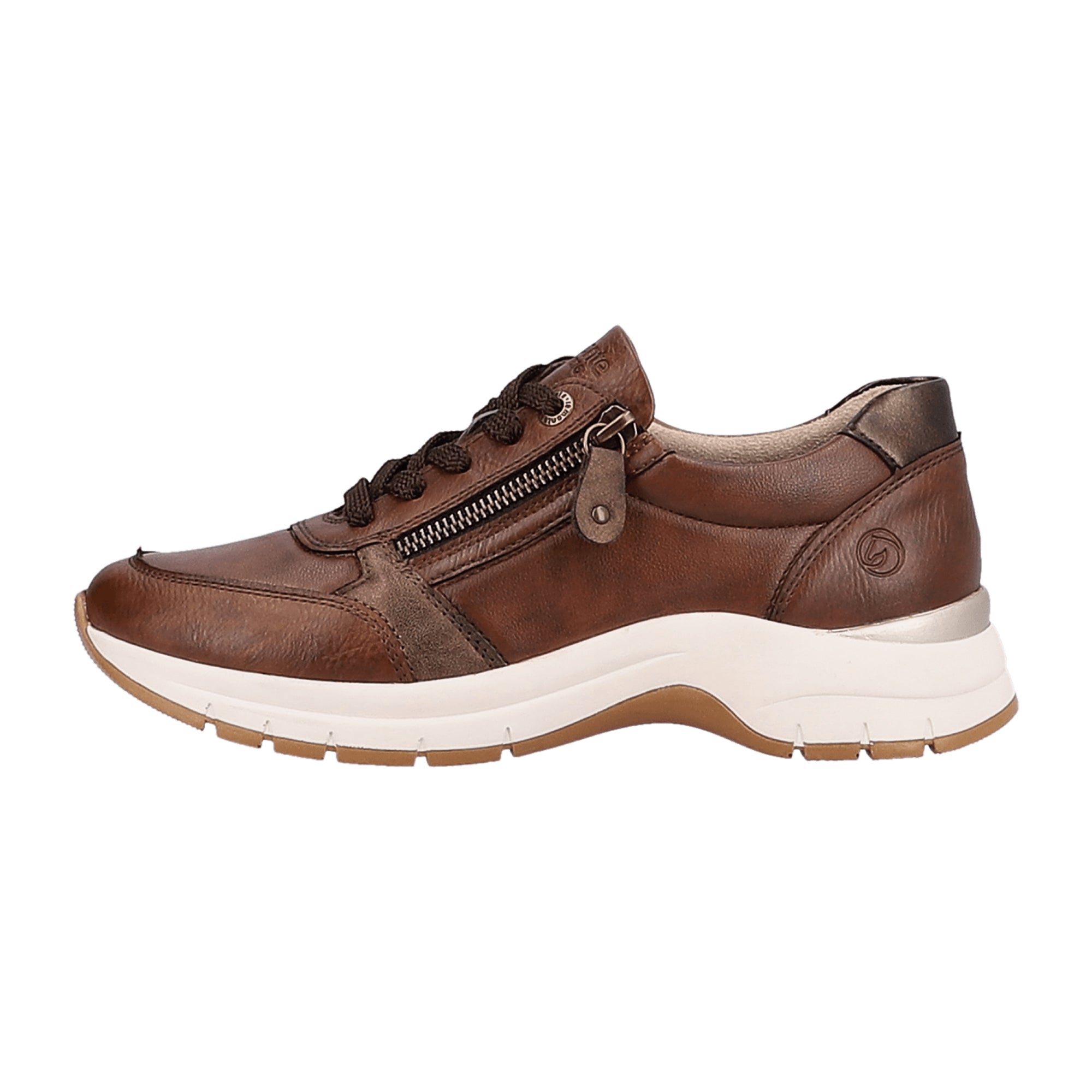Remonte Brown Women's Casual Shoes with Zip and Lace Closure