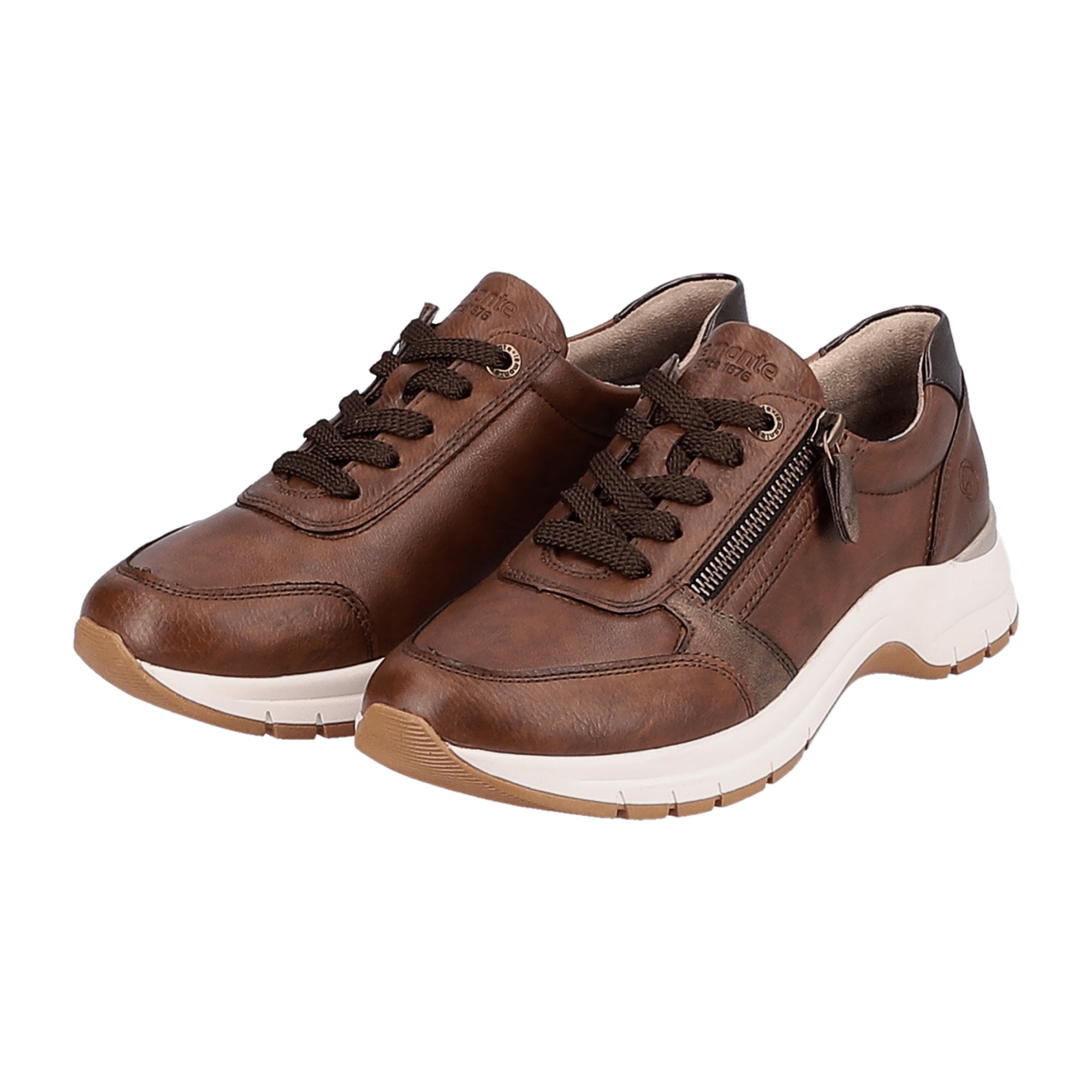 Remonte Brown Women's Casual Shoes with Zip and Lace Closure